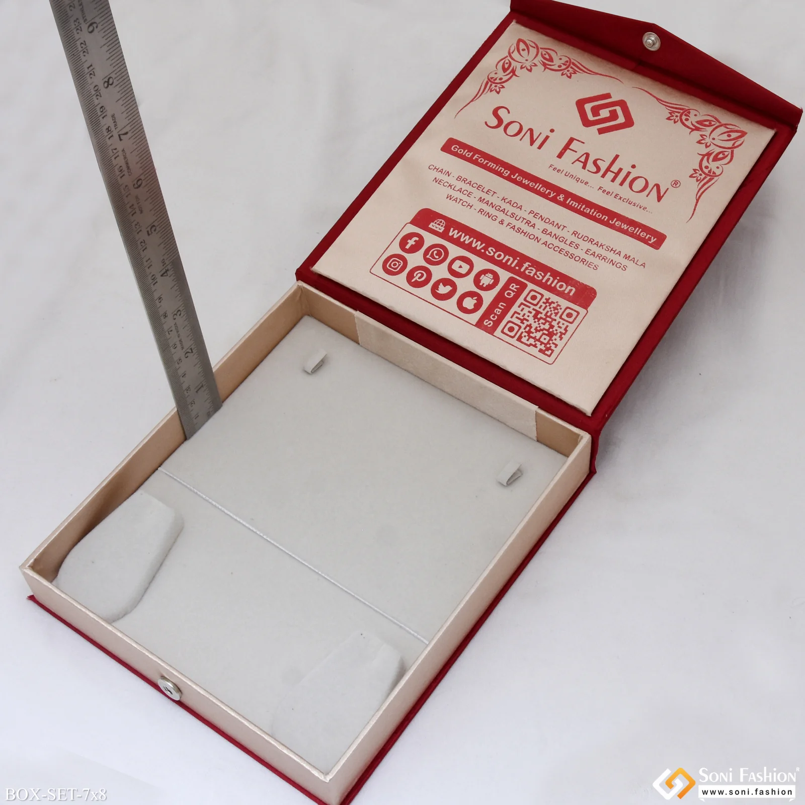 7x8 Inch Box for Necklace Set, Mangalsutra Set - Premium Velvet & Satin Jewellery Box - Image 5