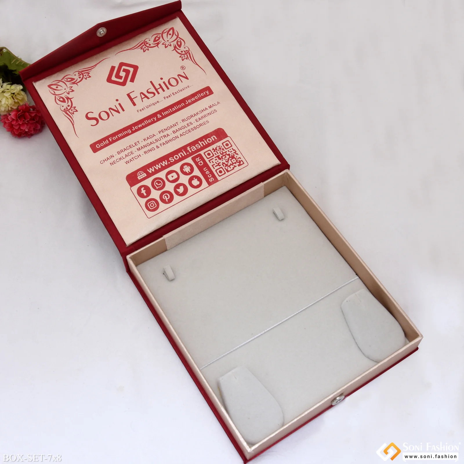 7x8 Inch Box for Necklace Set, Mangalsutra Set - Premium Velvet & Satin Jewellery Box - Image 6