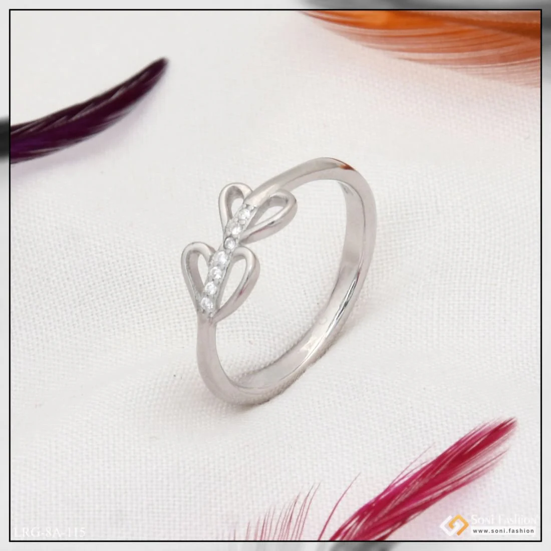 92.5 Sterling Silver with Diamond Finely Detailed Ring for Ladies - Style LRG-115 - Image 3
