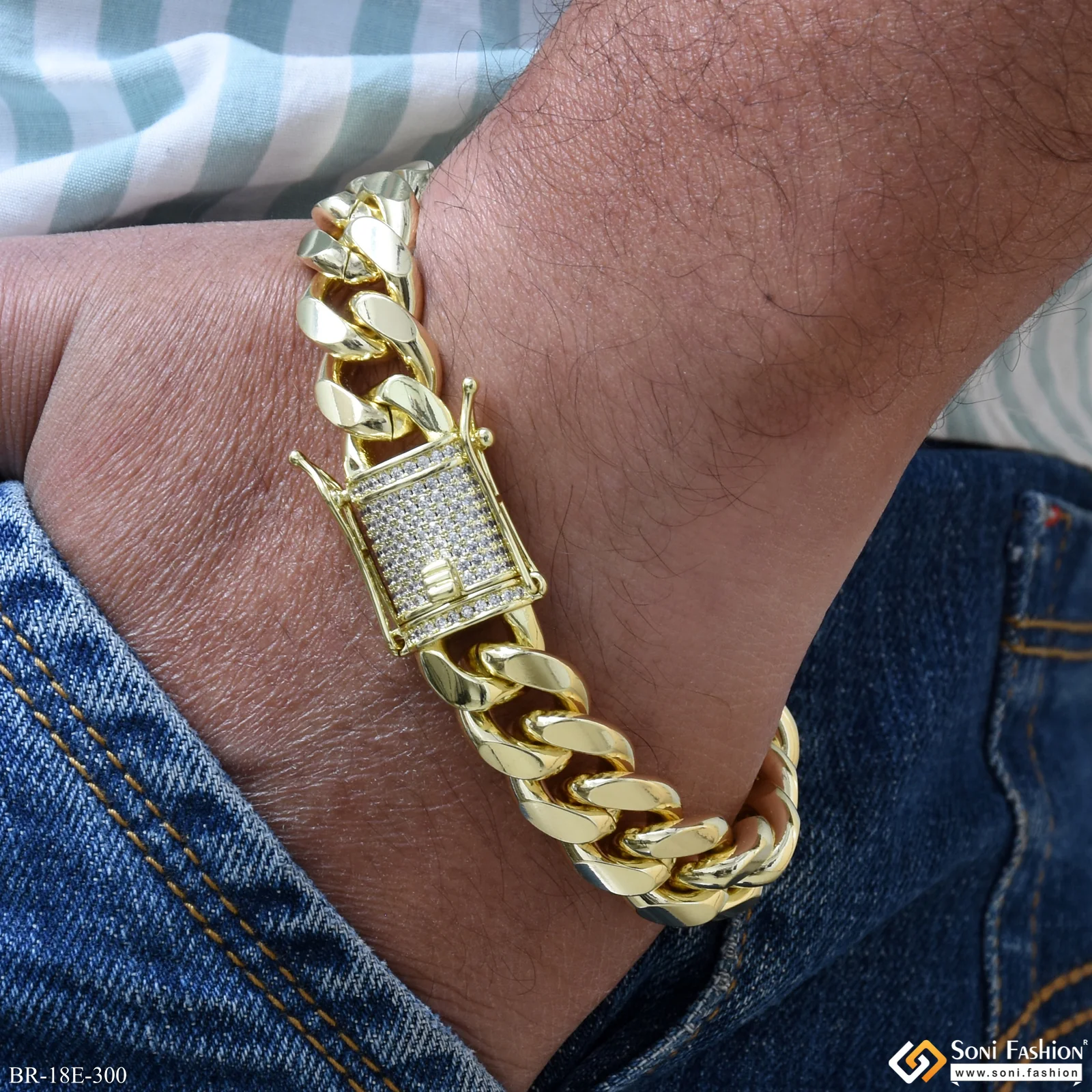 Amazing Design 18k Gold Plated Bracelet for Men - Style E300