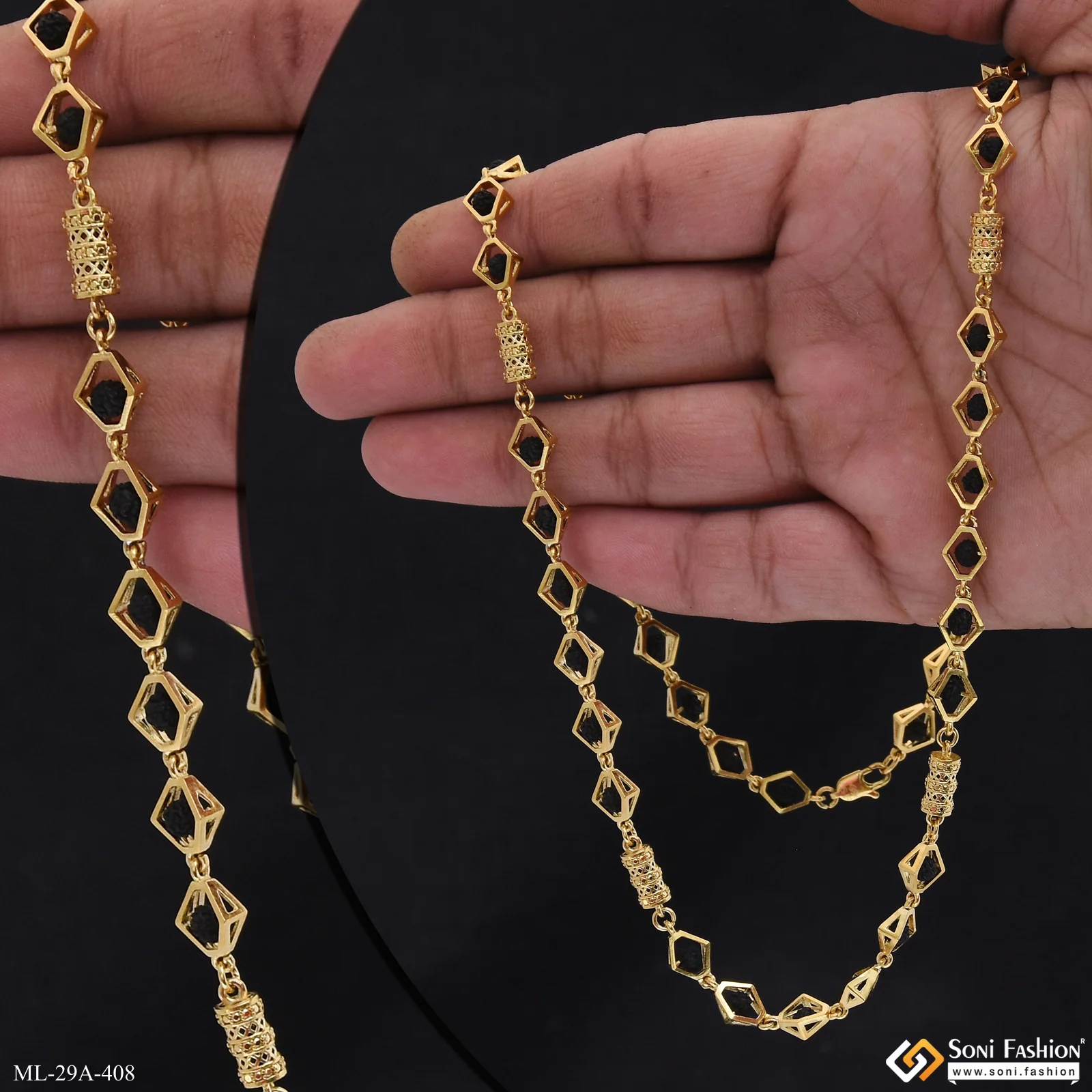 Amazing Design 18k Gold Plated Rudraksha Mala for Men - Style A408 - Image 2