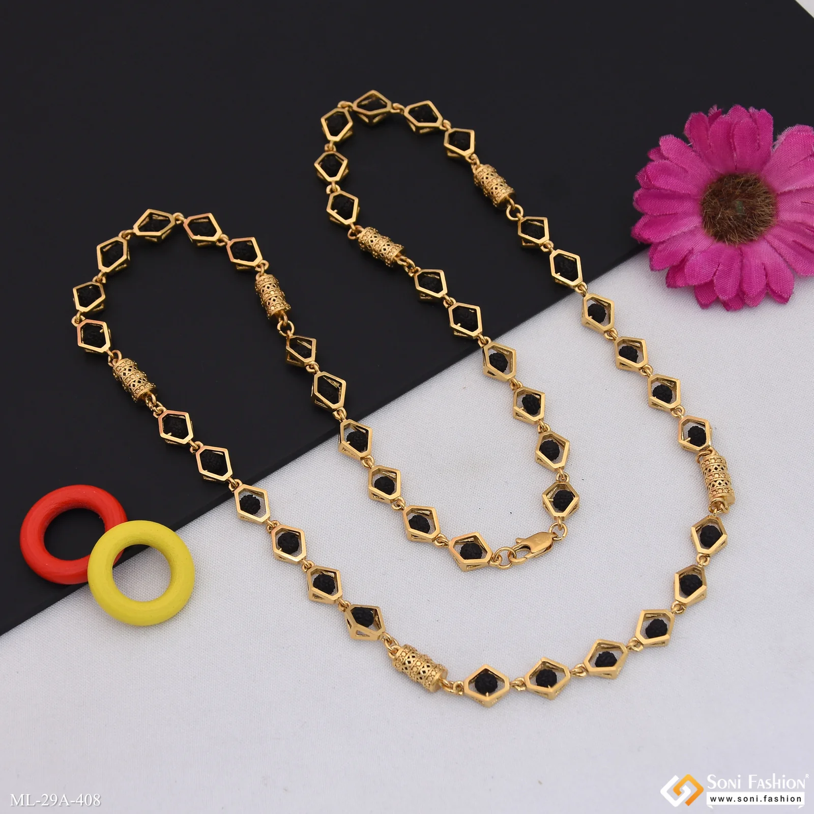 Amazing Design 18k Gold Plated Rudraksha Mala for Men - Style A408 - Image 4