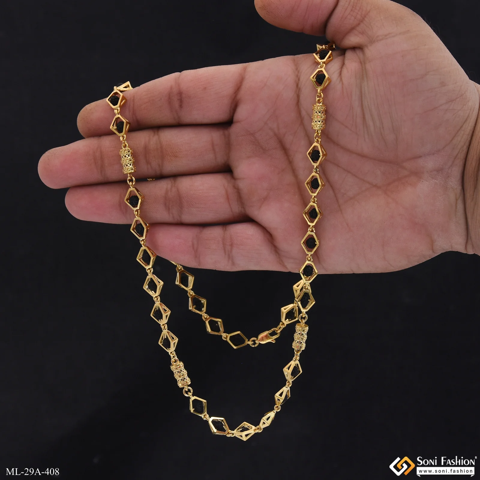 Amazing Design 18k Gold Plated Rudraksha Mala for Men - Style A408 - Image 6