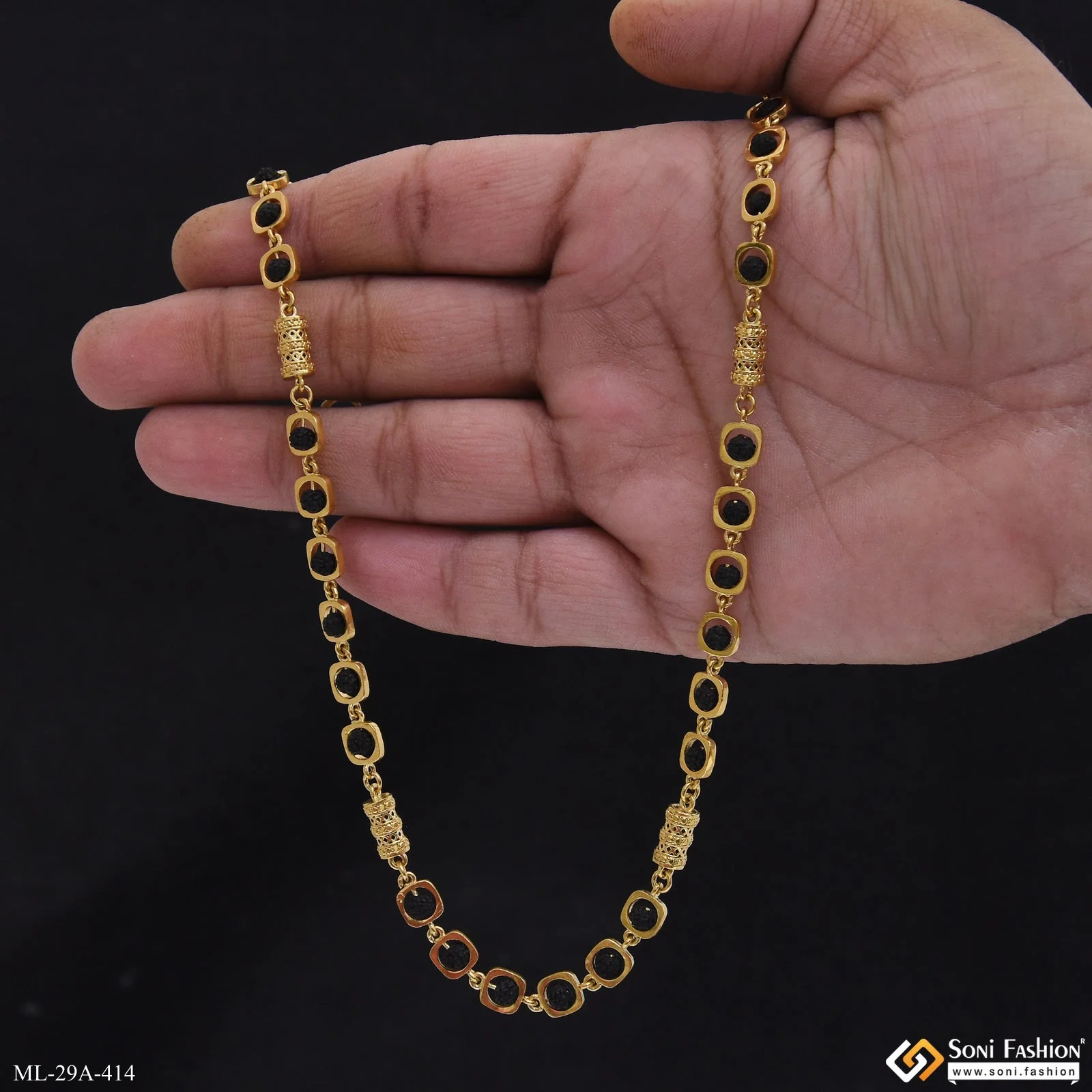 Amazing Design 18k Gold Plated Rudraksha Mala for Men - Style A414 - Image 2