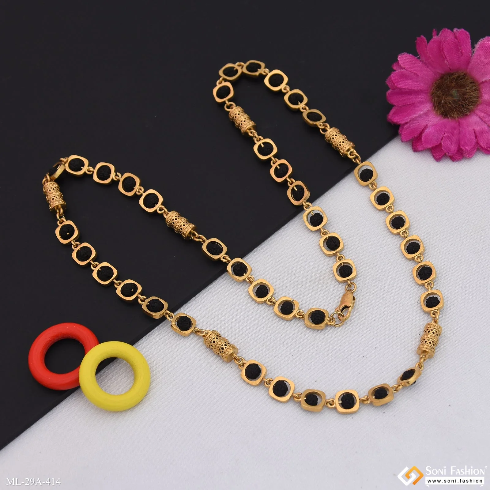 Amazing Design 18k Gold Plated Rudraksha Mala for Men - Style A414 - Image 4
