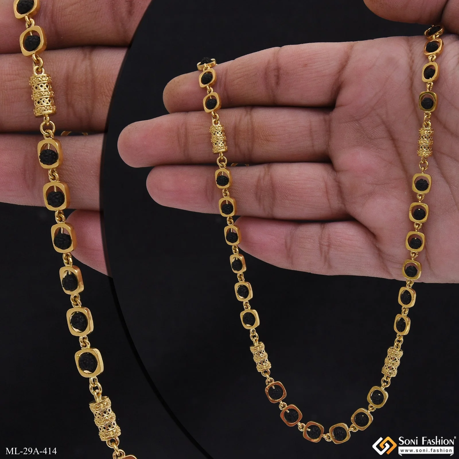 Amazing Design 18k Gold Plated Rudraksha Mala for Men - Style A414 - Image 6