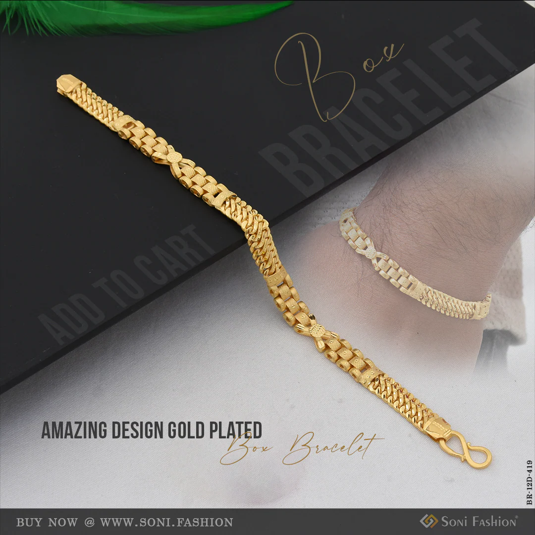 Amazing Design Gold Plated Box Bracelet for Men - Style D419