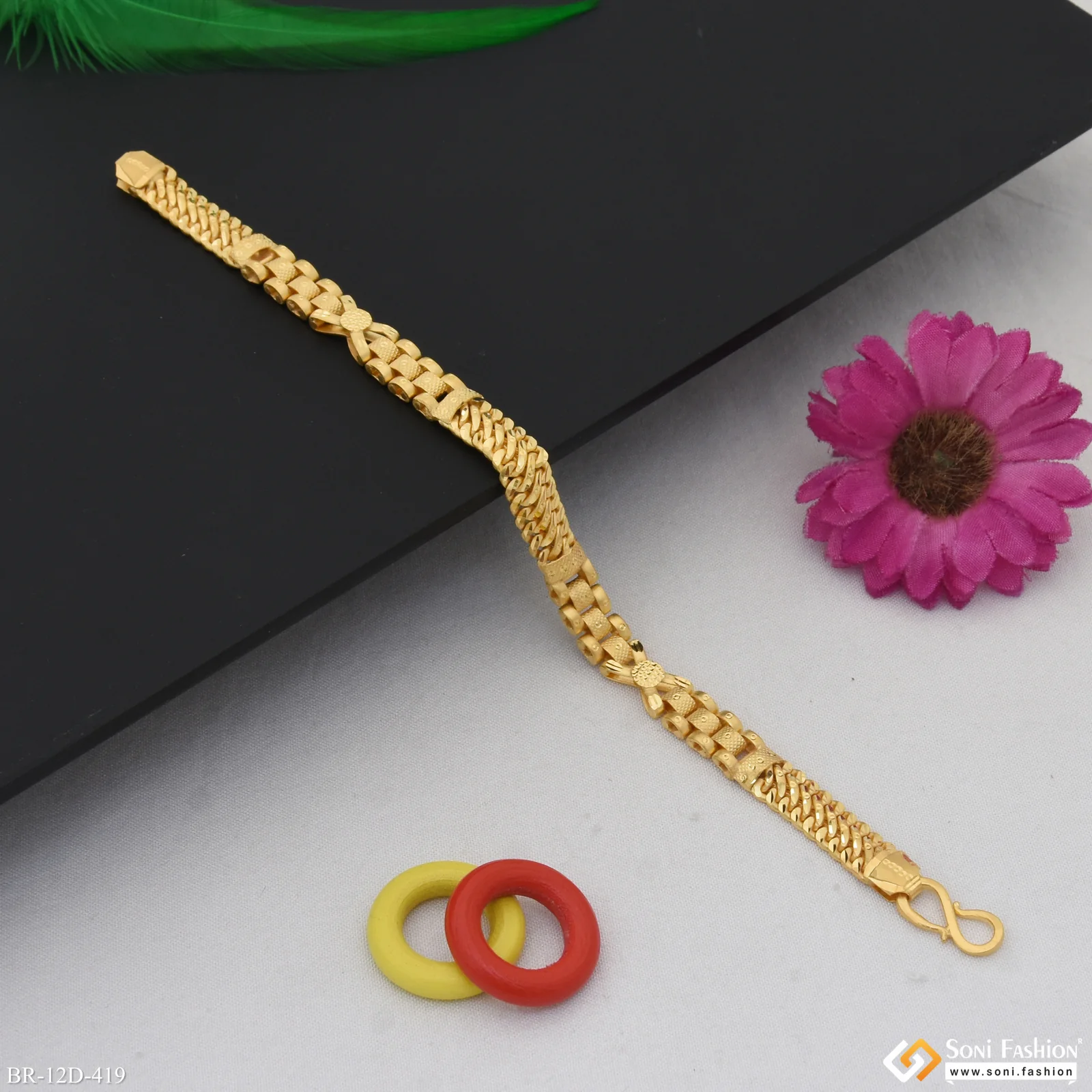 Amazing Design Gold Plated Box Bracelet for Men - Style D419 - Image 4