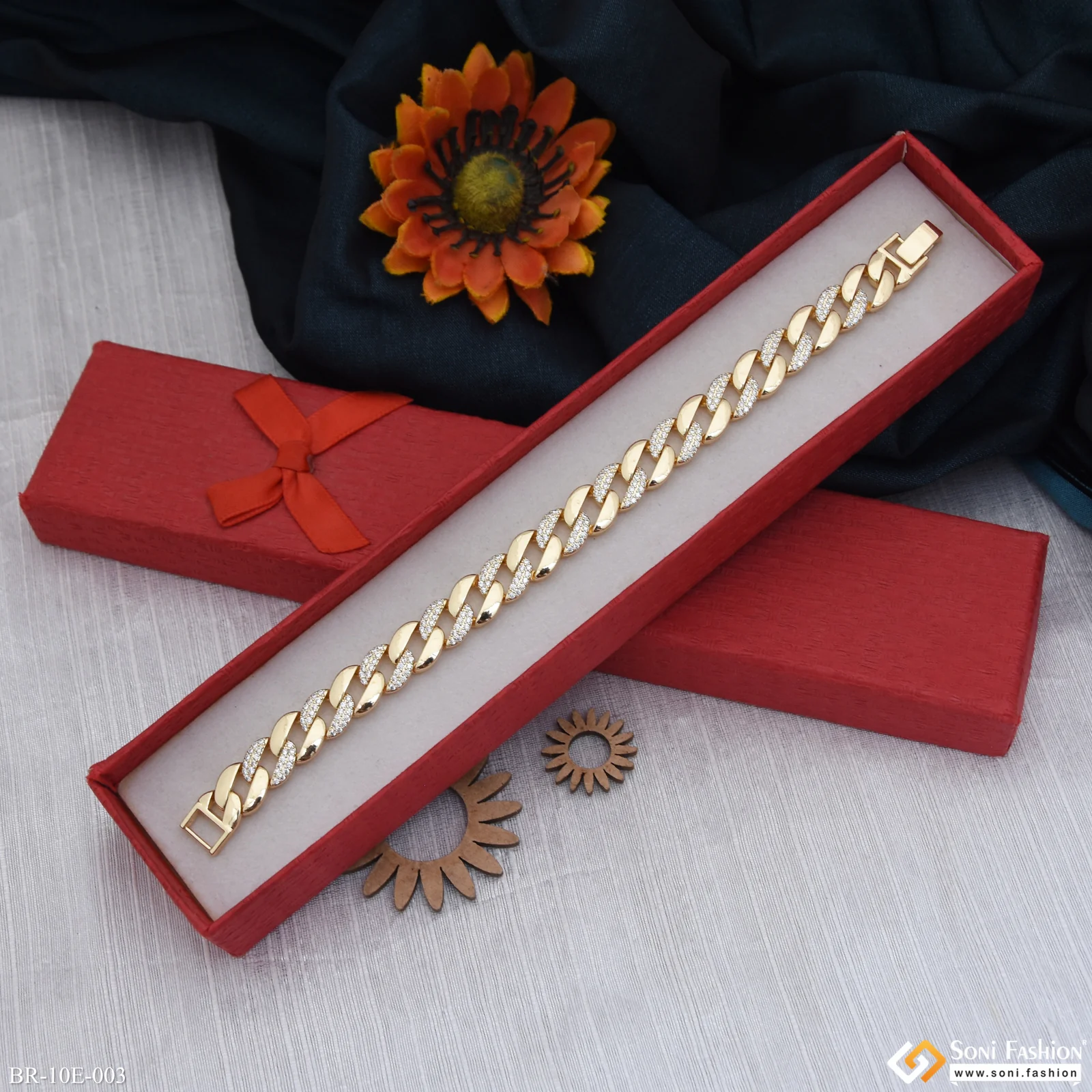 Amazing Design Gold Plated Link Bracelet for Men - Style E003 - Image 2