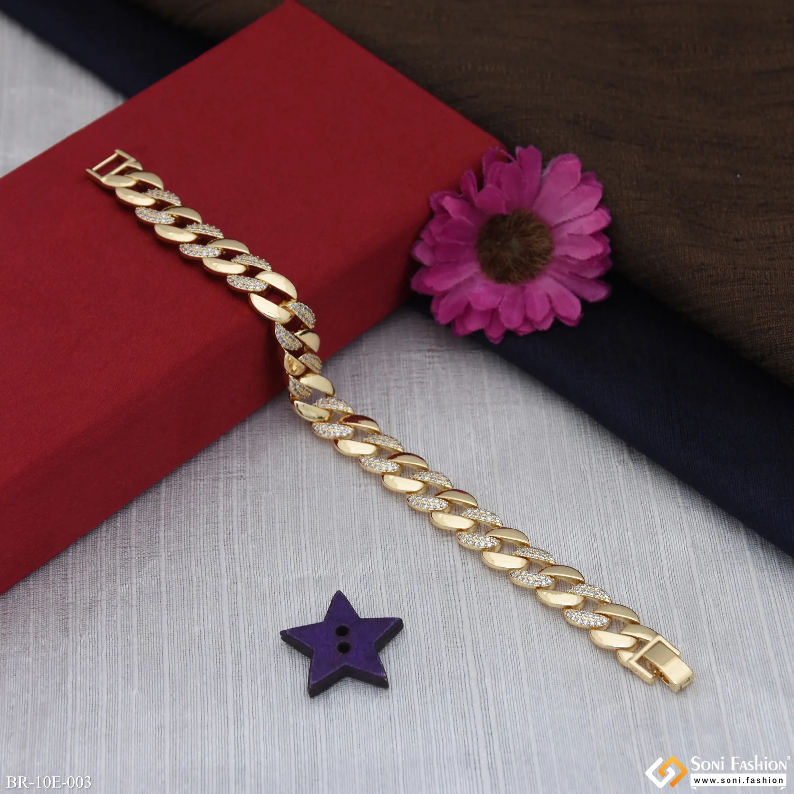 Amazing Design Gold Plated Link Bracelet for Men - Style E003 - Image 5