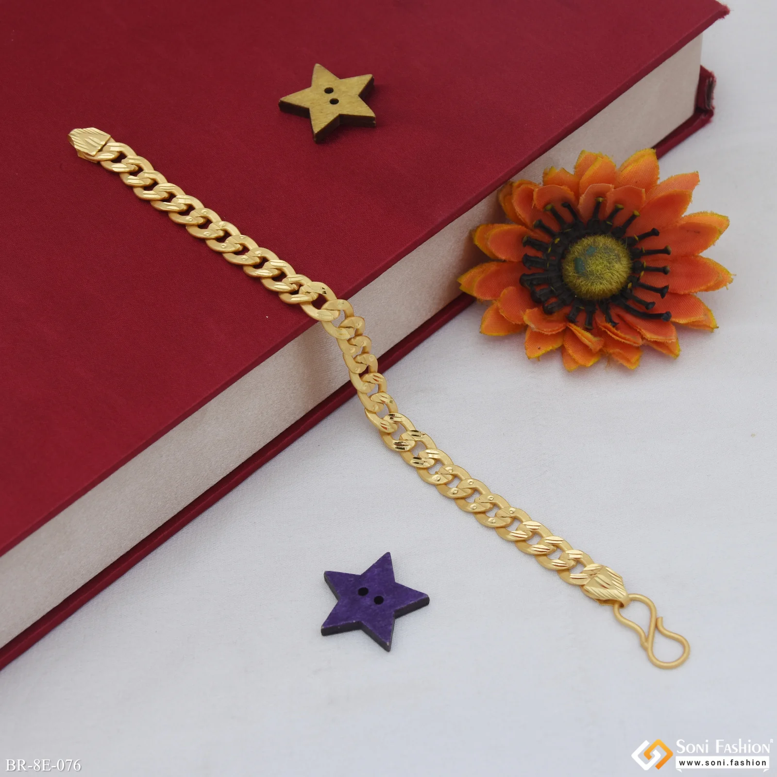 Amazing Design Gold Plated Link Bracelet for Men - Style E076 - Image 4