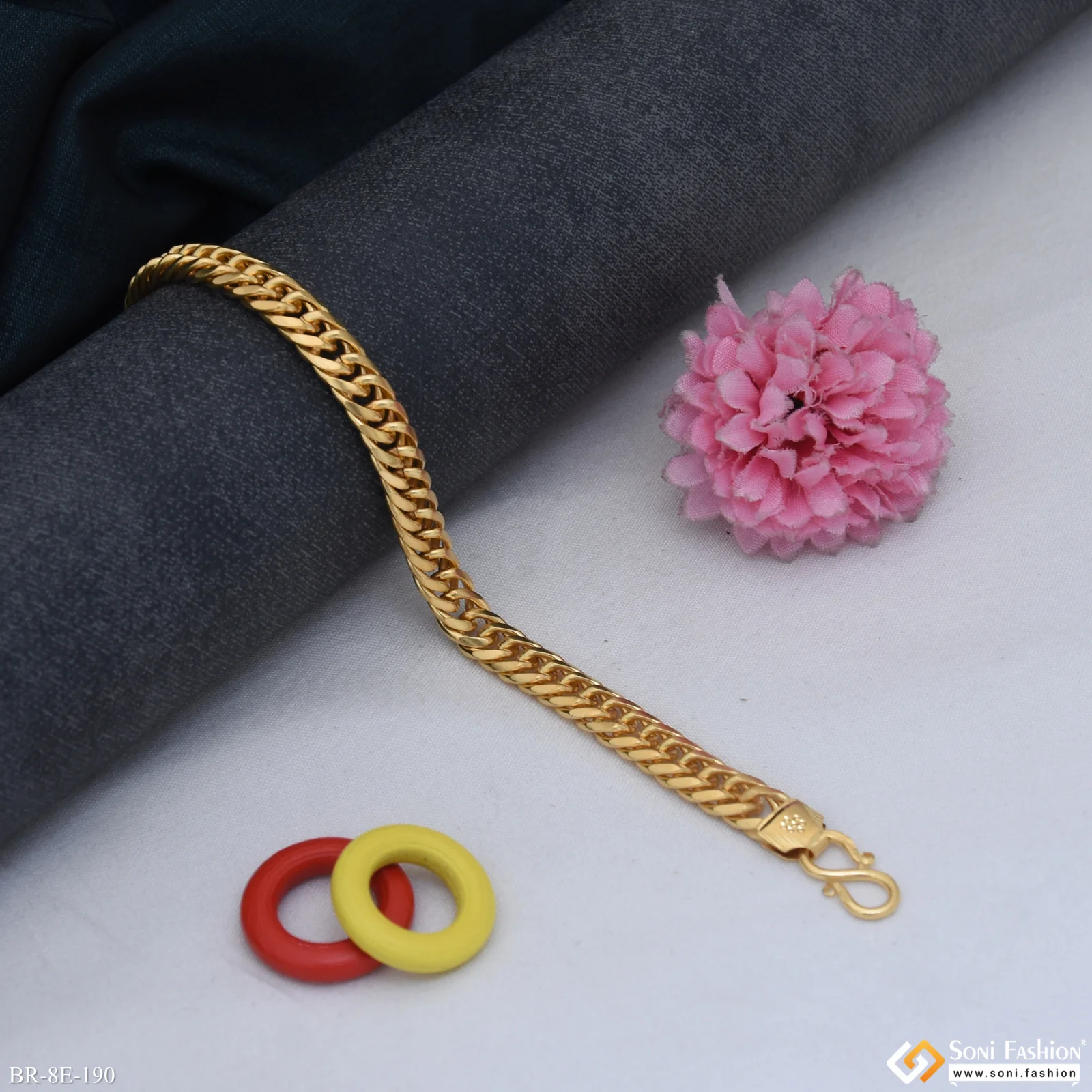 Amazing Design Gold Plated Link Bracelet for Men - Style E190 - Image 3