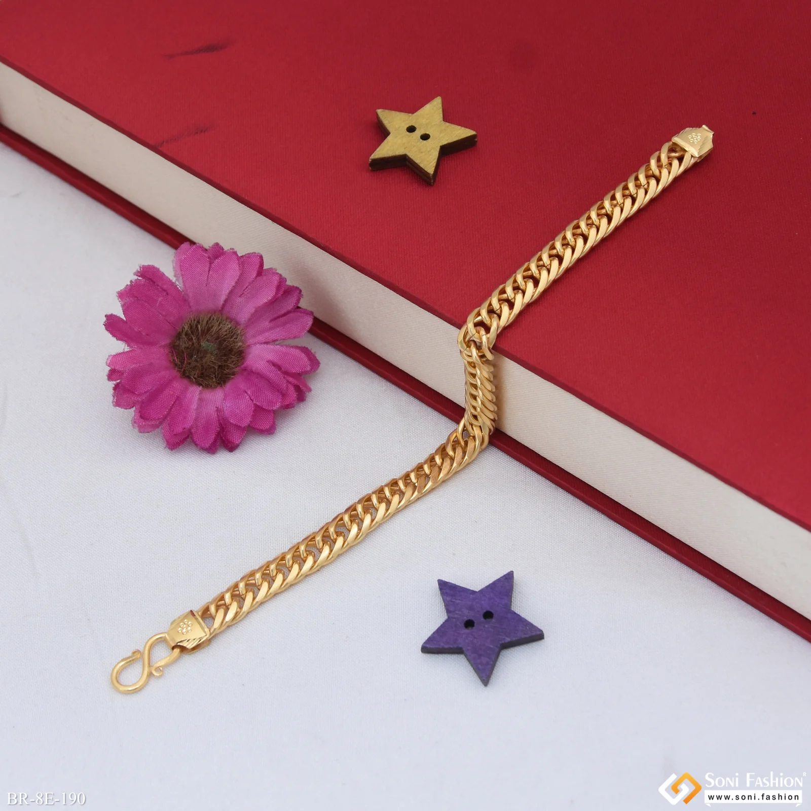 Amazing Design Gold Plated Link Bracelet for Men - Style E190 - Image 4