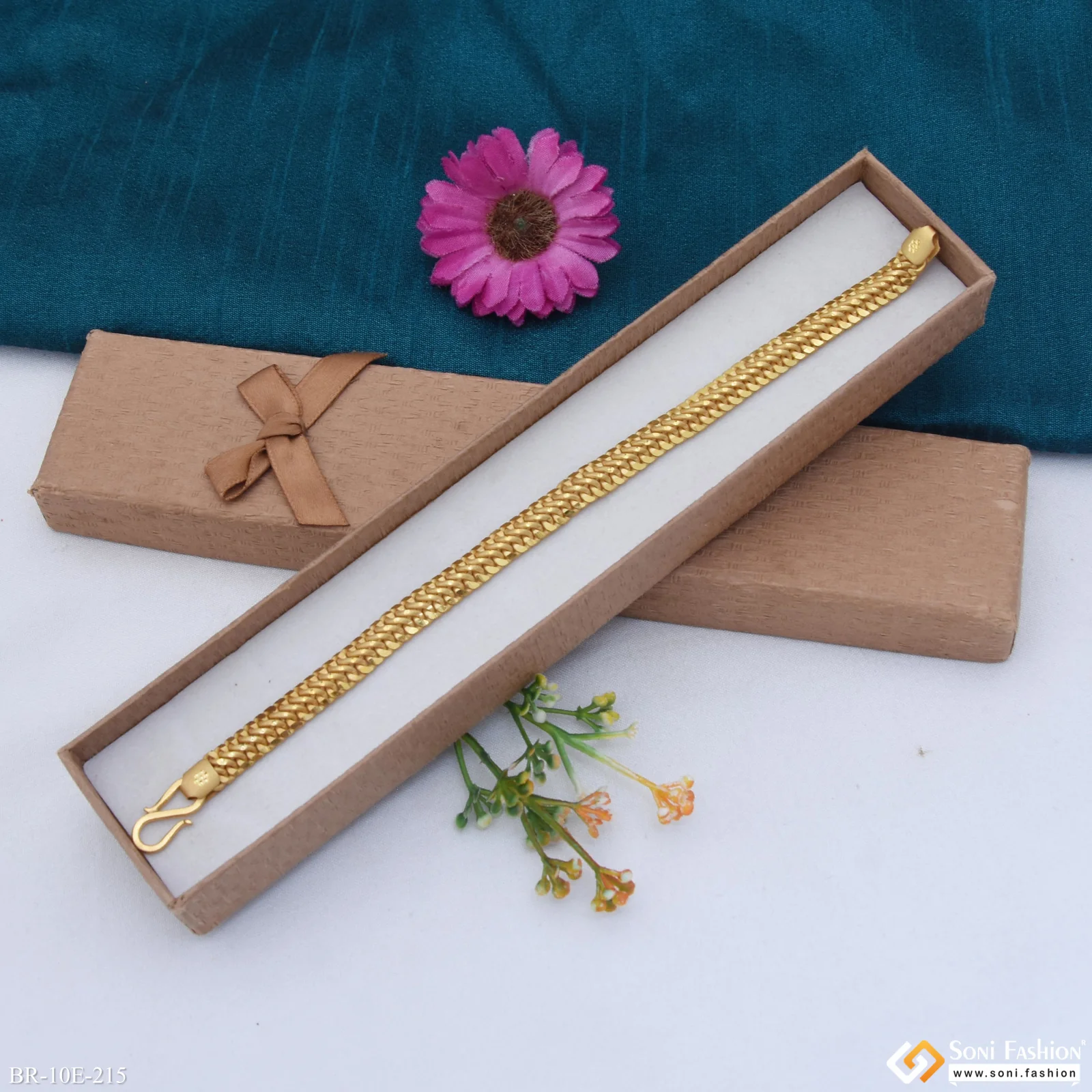 Amazing Design Gold Plated Link Bracelet for Men - Style E215 - Image 2