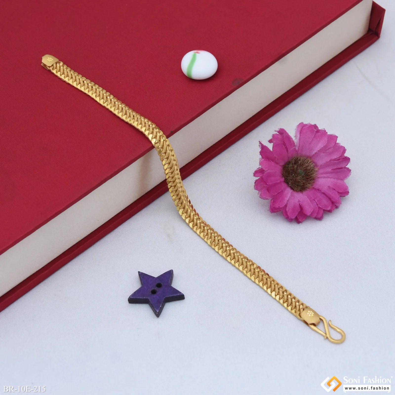 Amazing Design Gold Plated Link Bracelet for Men - Style E215 - Image 3