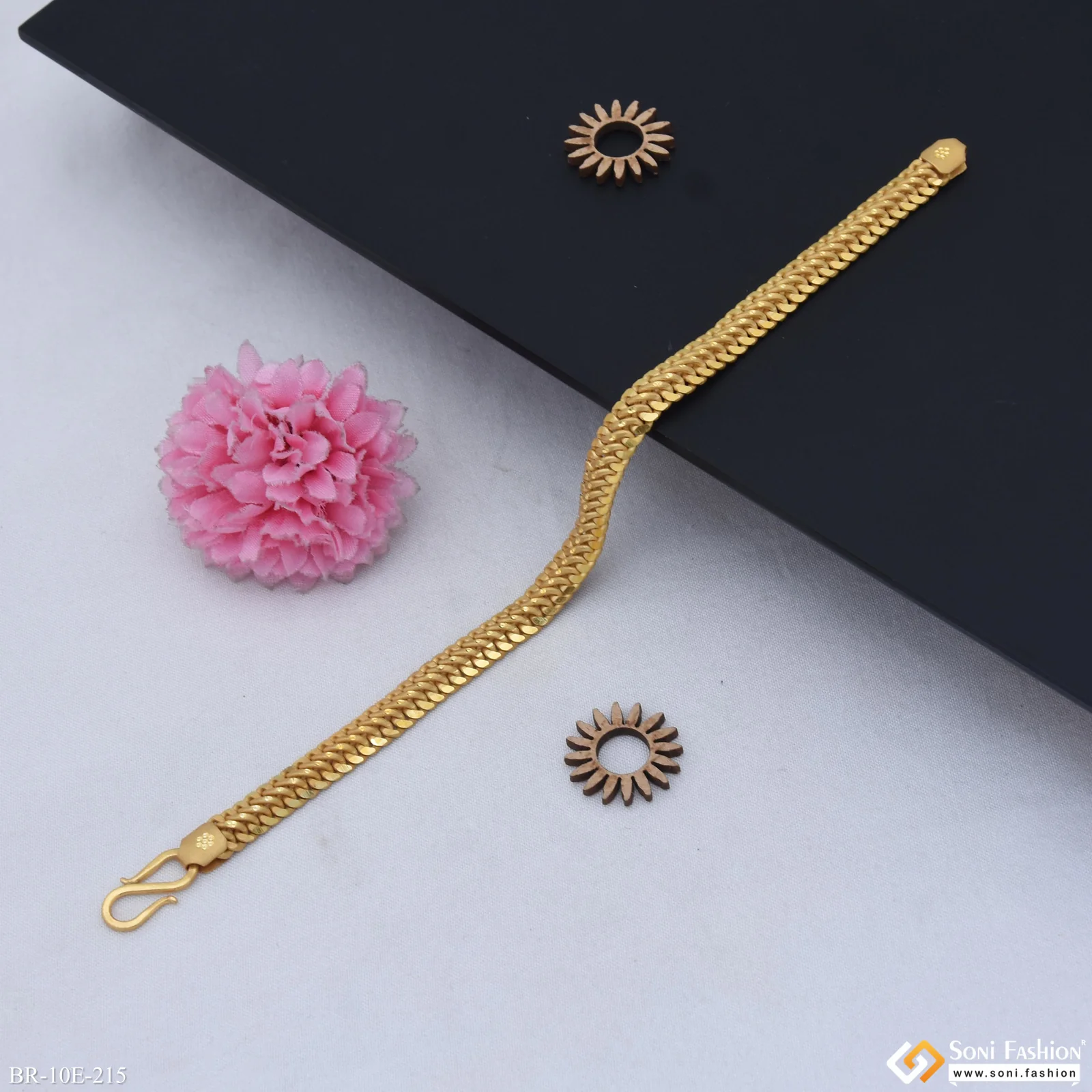 Amazing Design Gold Plated Link Bracelet for Men - Style E215 - Image 6
