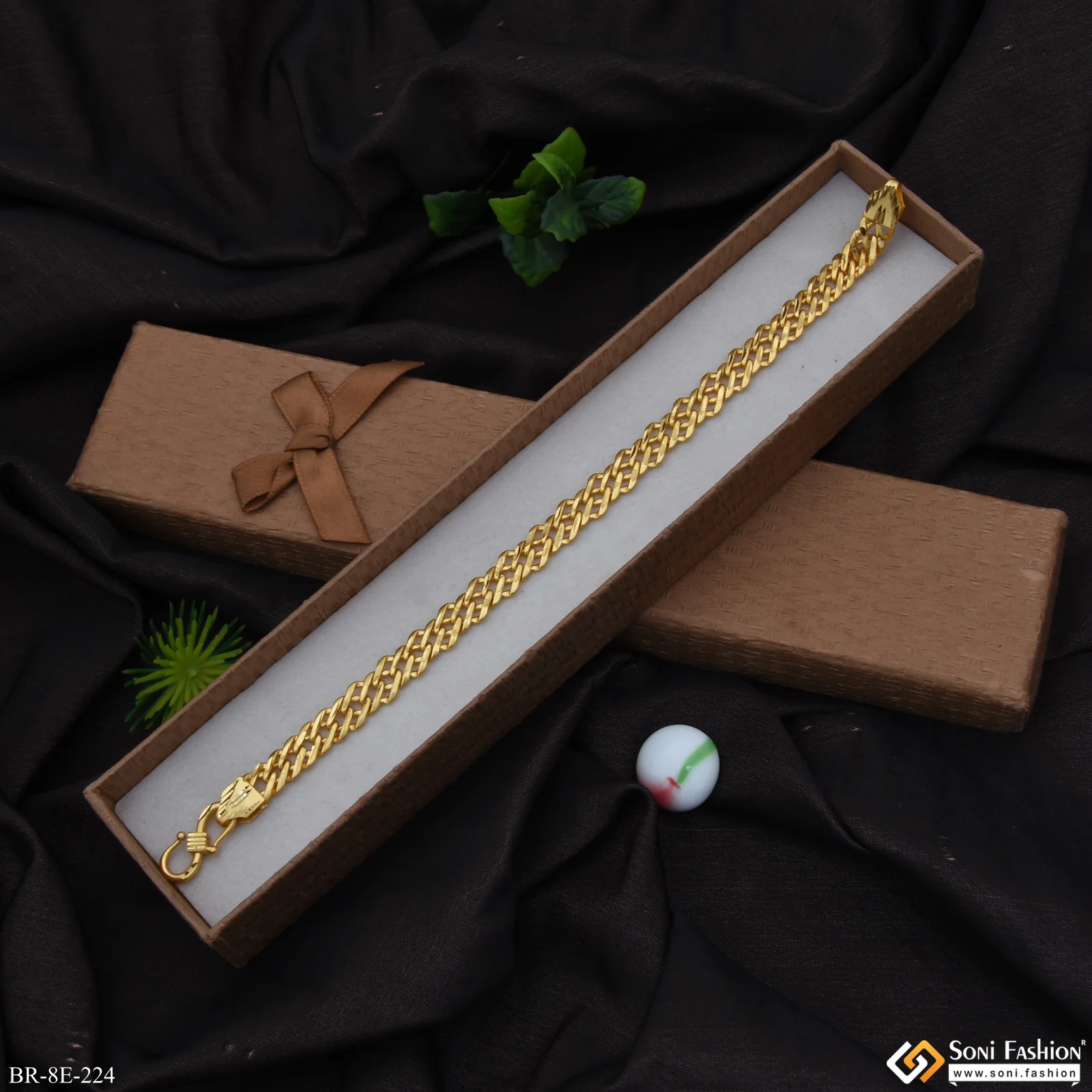 Amazing Design Gold Plated Link Bracelet for Men - Style E224 - Image 2
