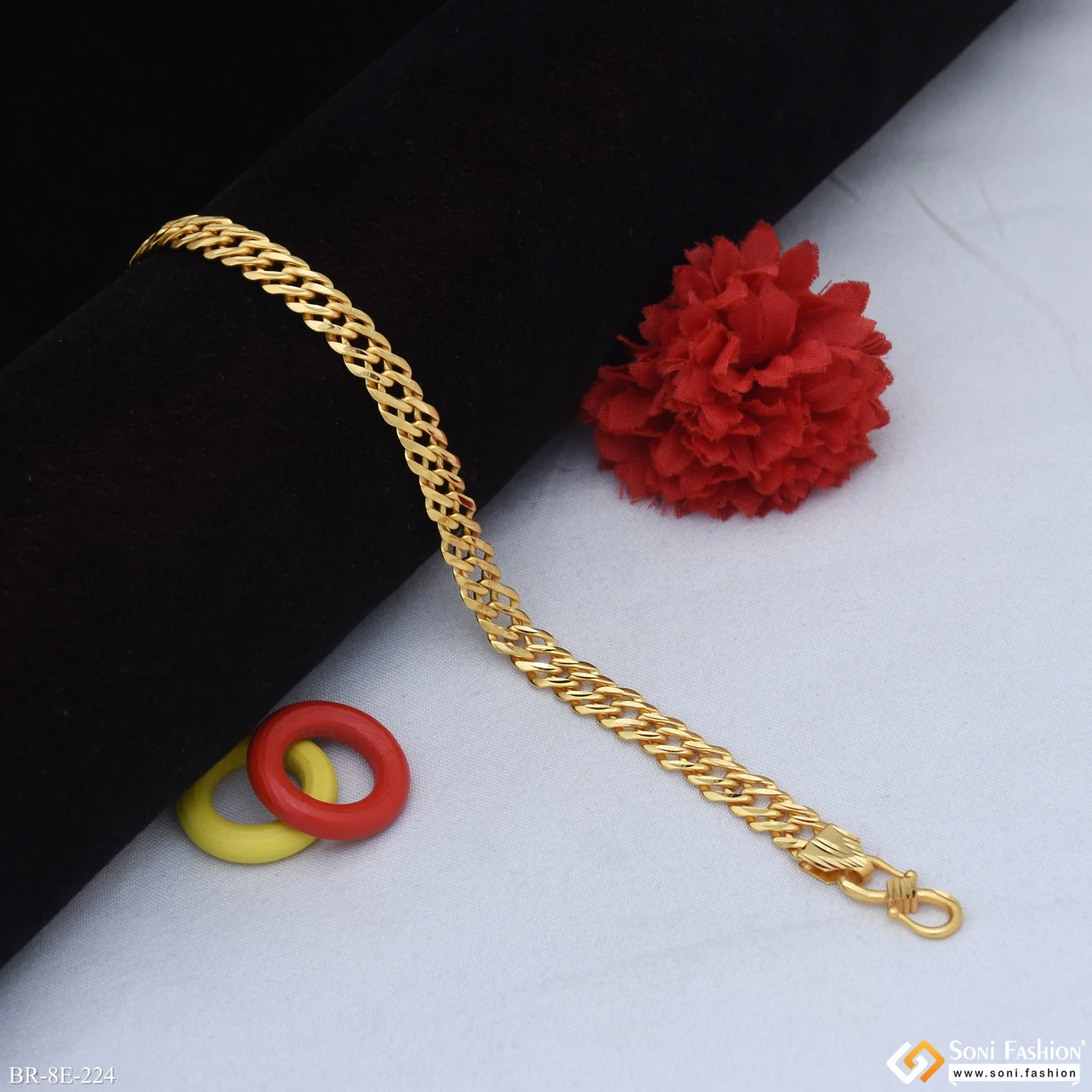Amazing Design Gold Plated Link Bracelet for Men - Style E224 - Image 4
