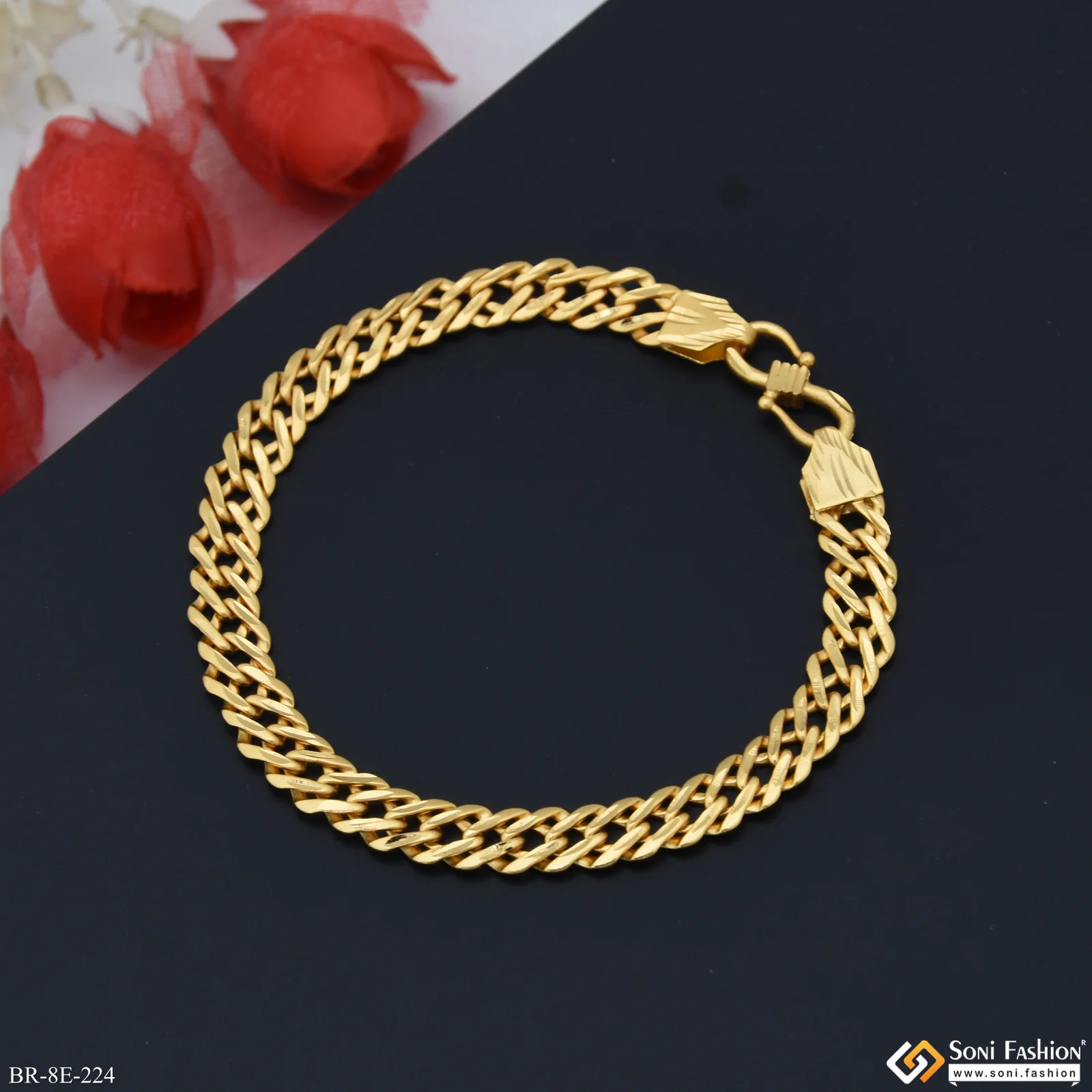 Amazing Design Gold Plated Link Bracelet for Men - Style E224 - Image 5