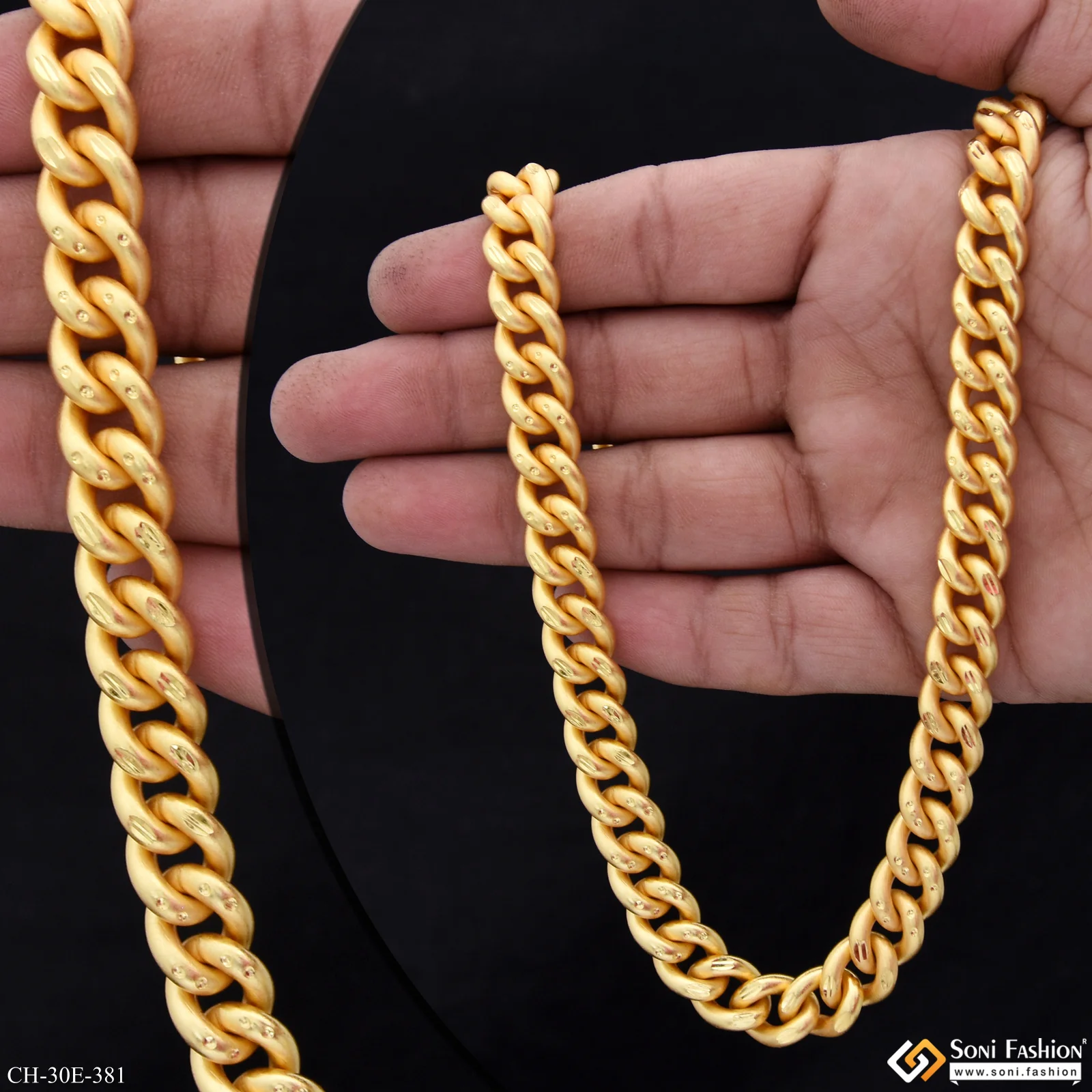 Amazing Design Gold Plated Link Chain for Men - Style E381 - Image 2