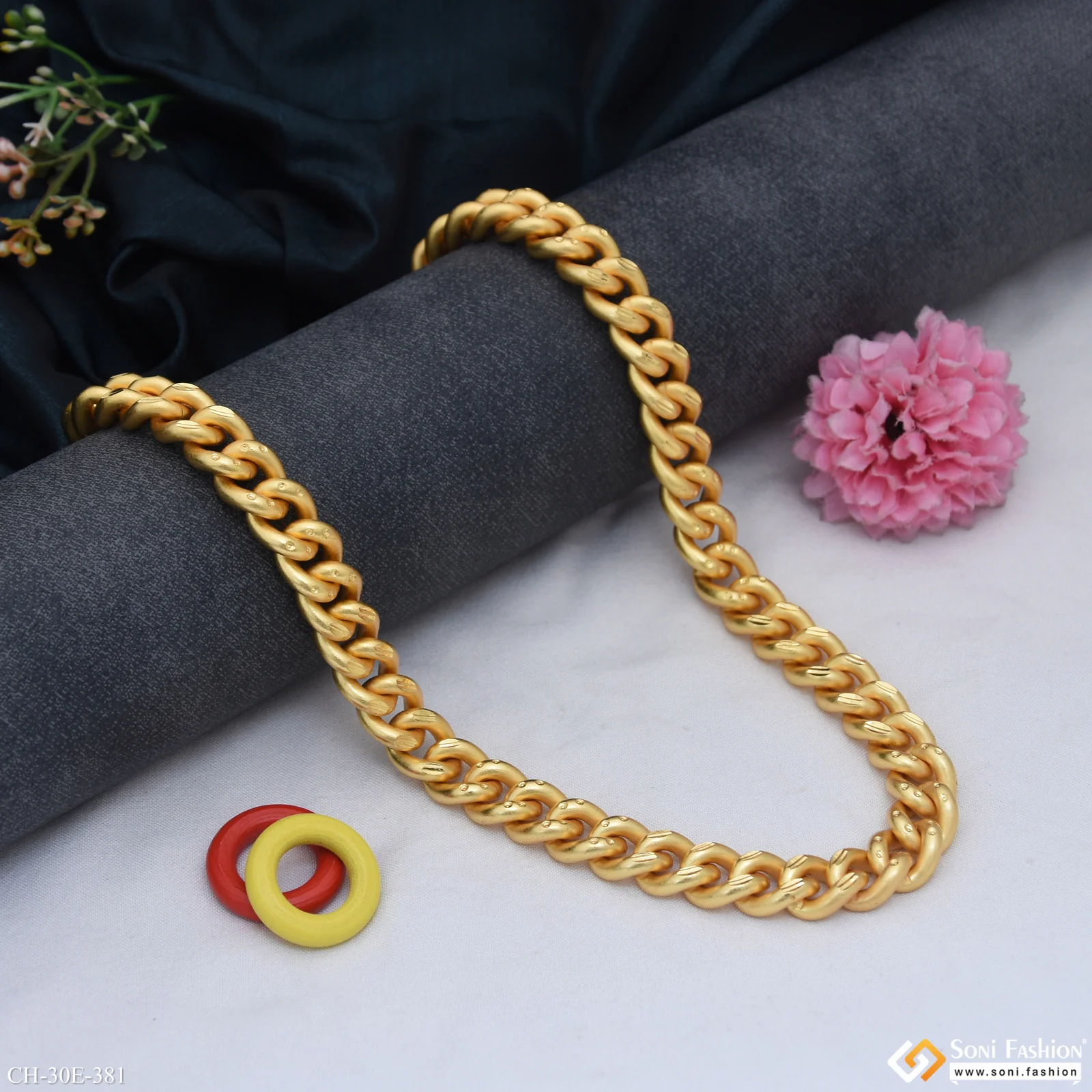 Amazing Design Gold Plated Link Chain for Men - Style E381 - Image 3