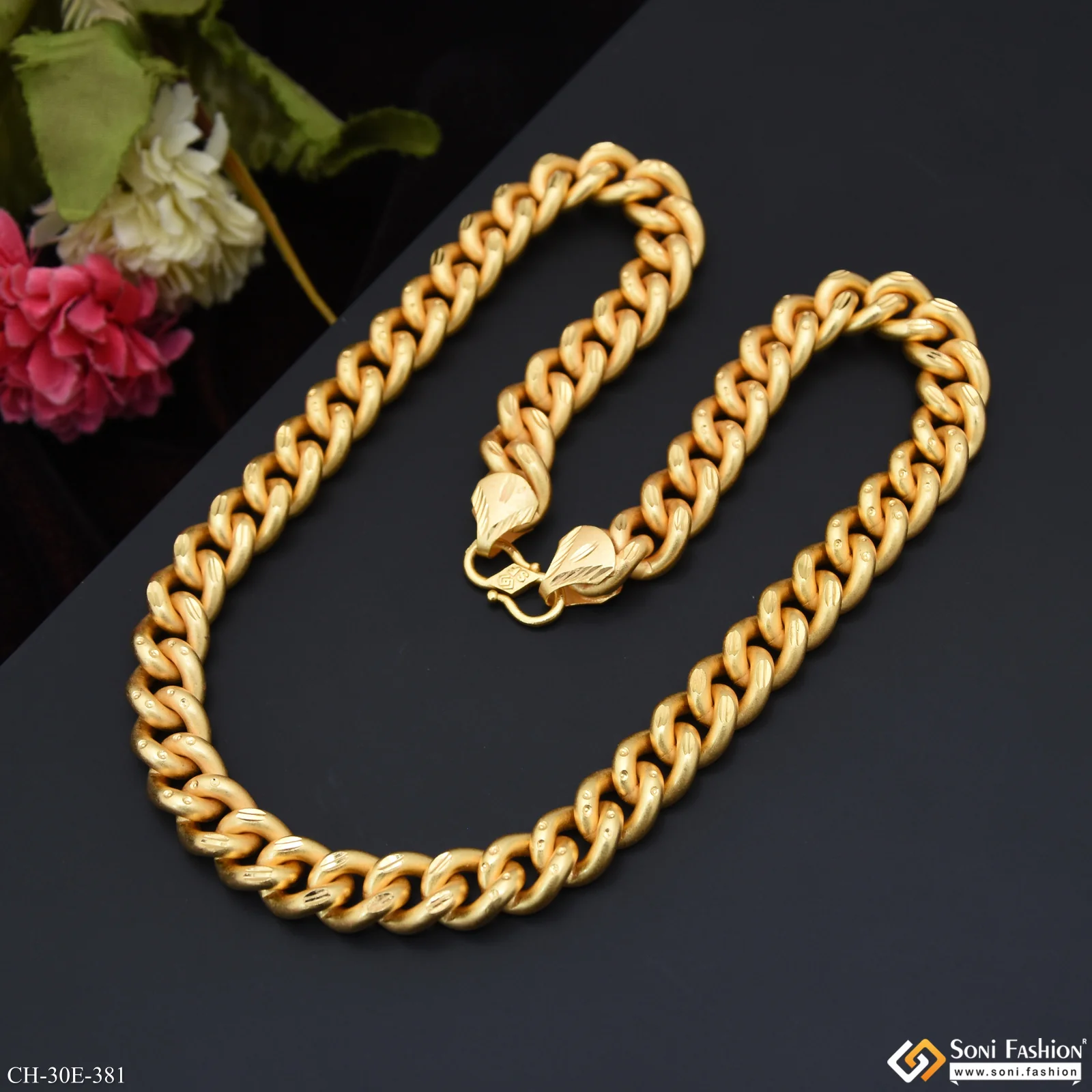 Amazing Design Gold Plated Link Chain for Men - Style E381 - Image 4