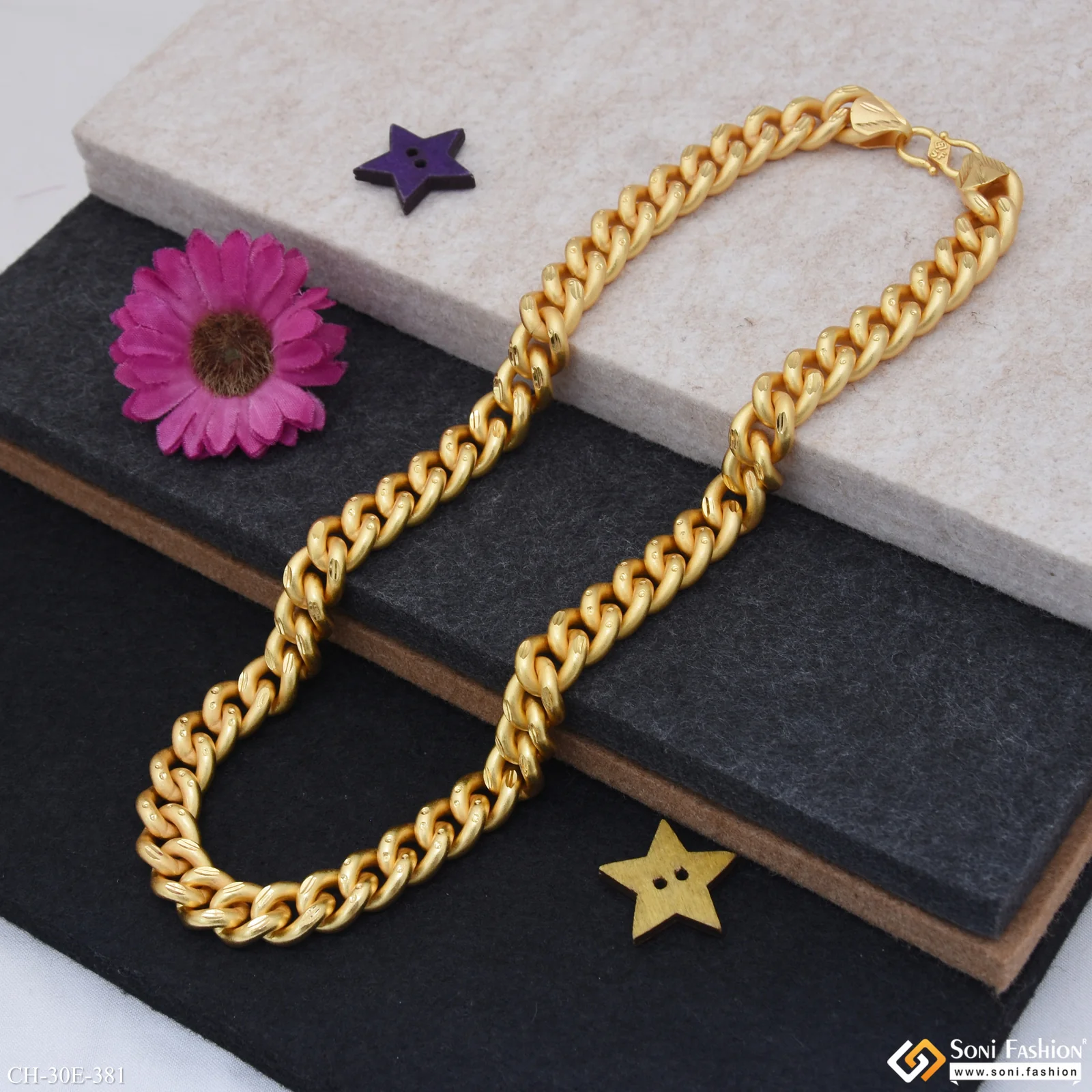 Amazing Design Gold Plated Link Chain for Men - Style E381 - Image 5
