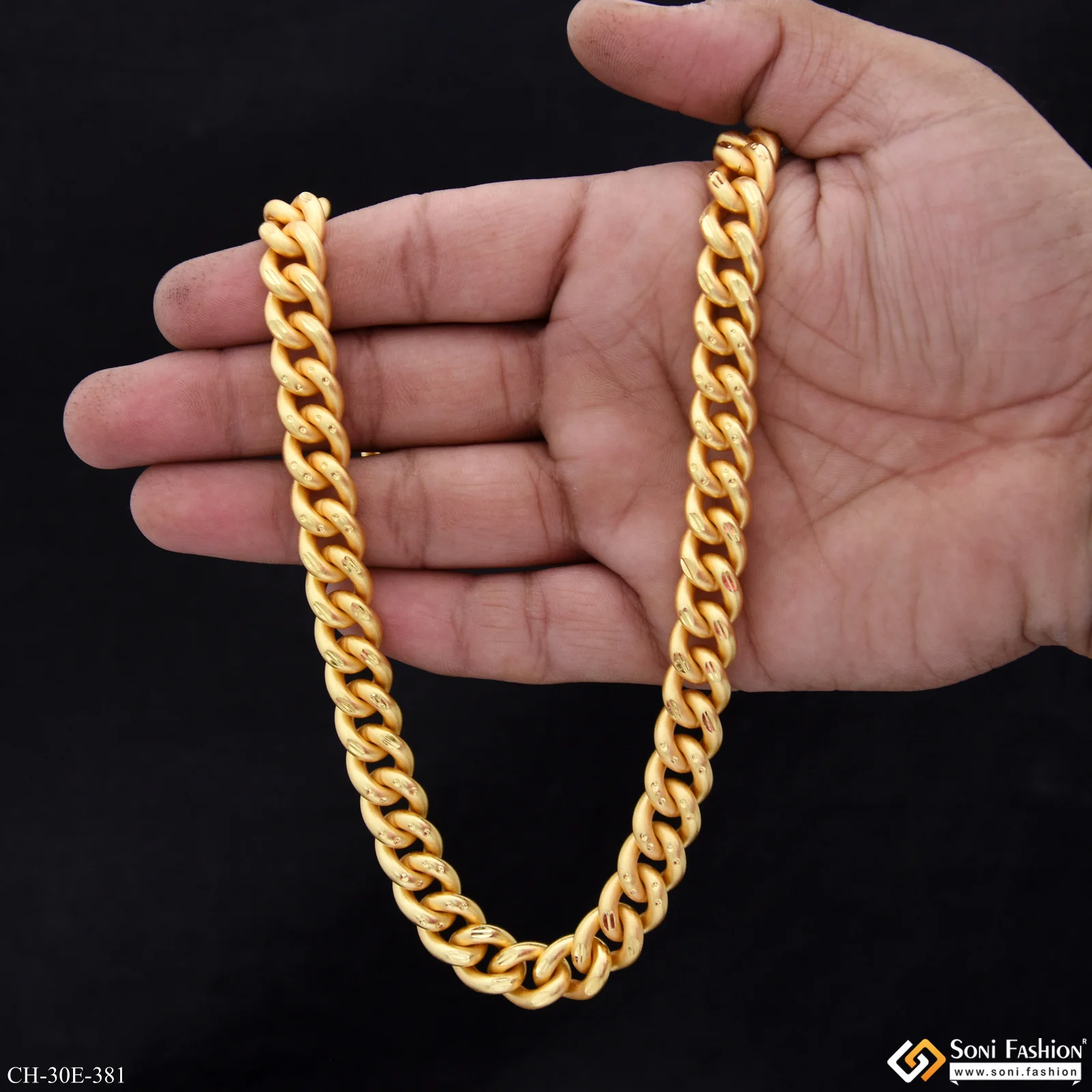 Amazing Design Gold Plated Link Chain for Men - Style E381 - Image 6
