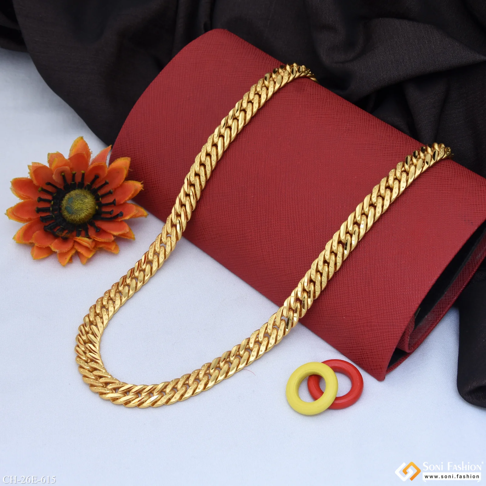 Amazing Design Gold Plated Link Chain for Men - Style E615 - Image 3