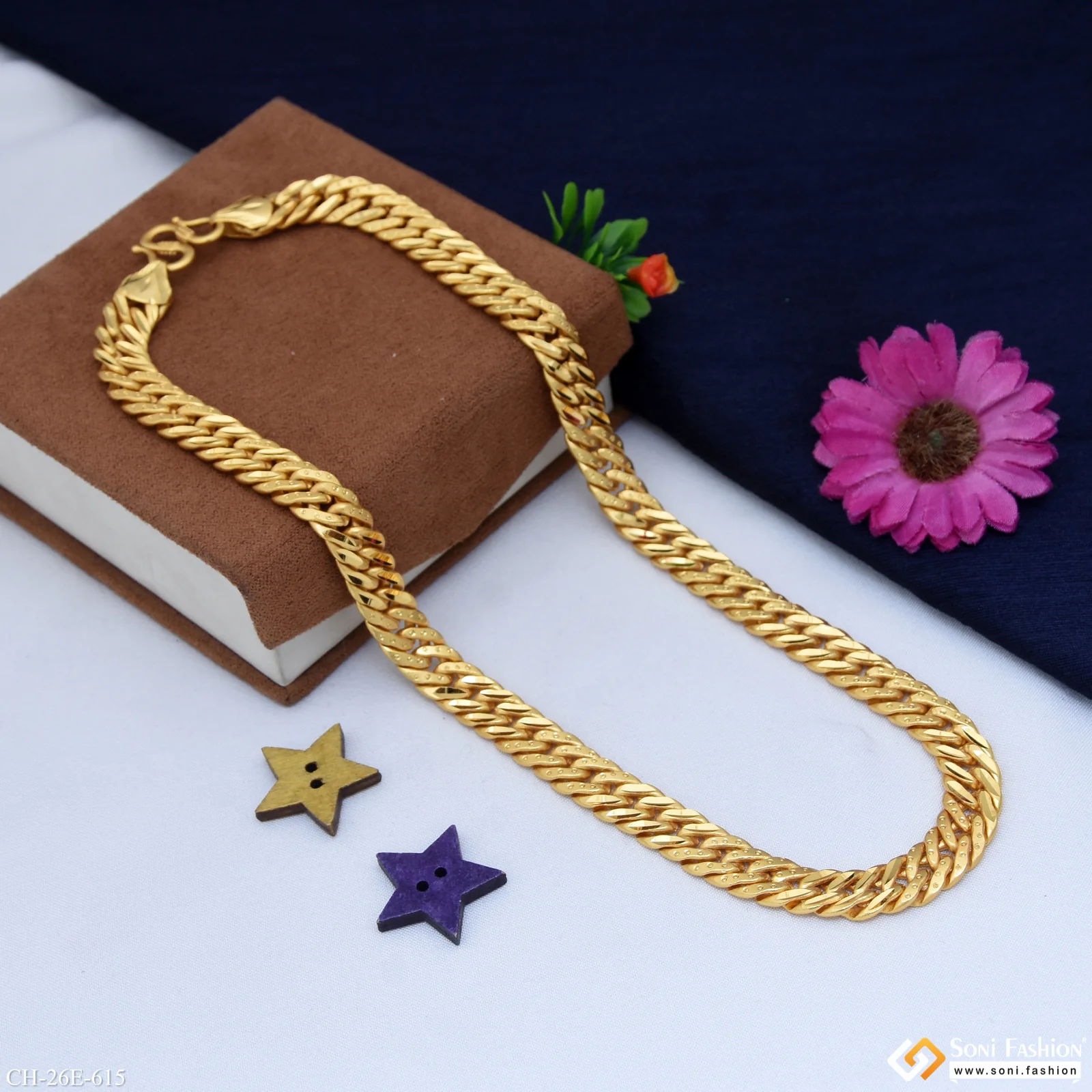 Amazing Design Gold Plated Link Chain for Men - Style E615 - Image 4