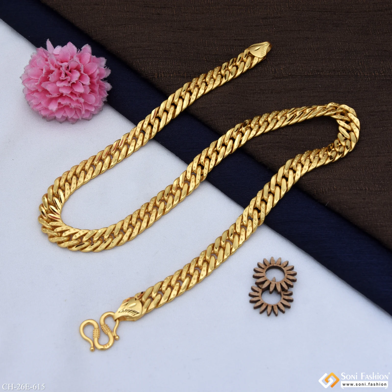Amazing Design Gold Plated Link Chain for Men - Style E615 - Image 5
