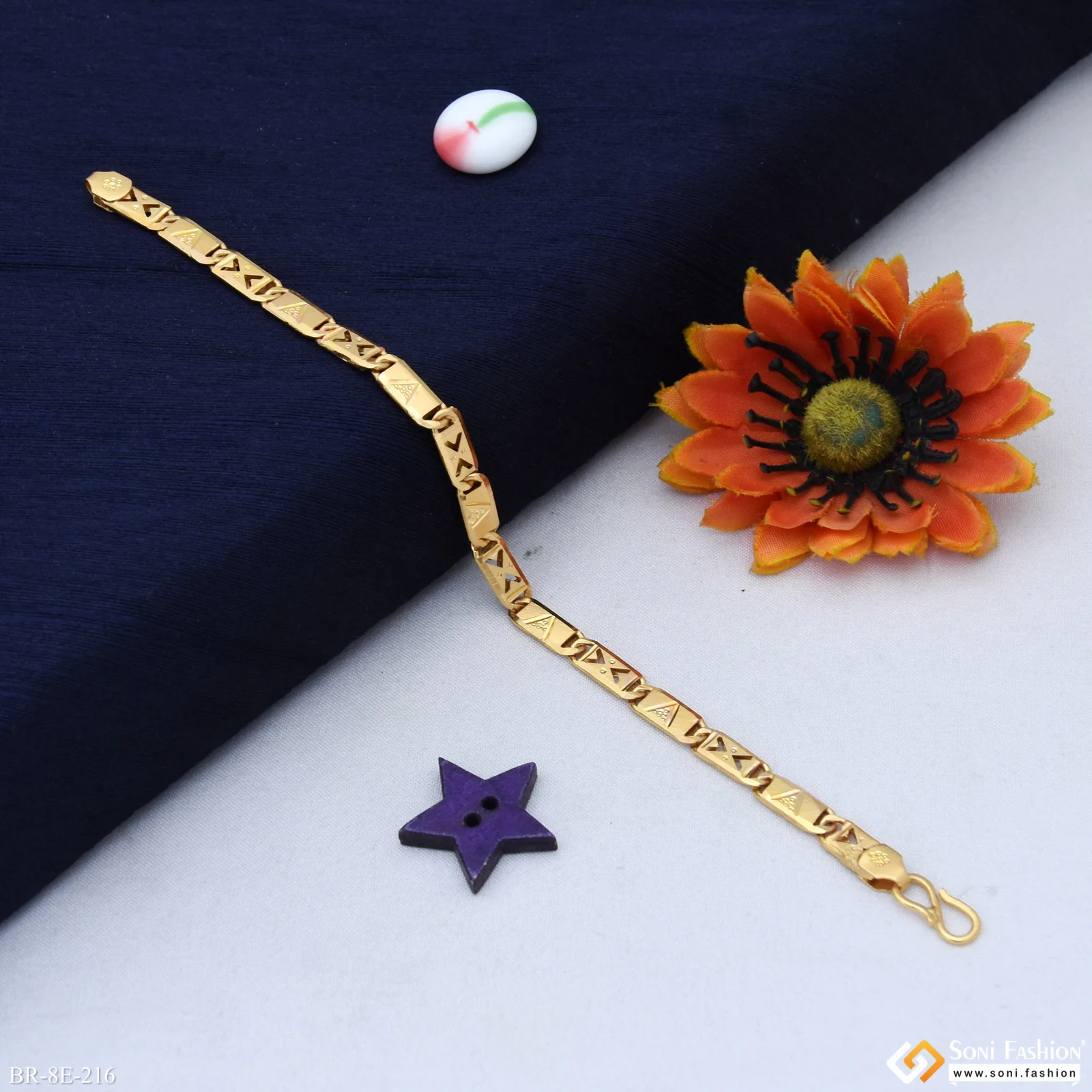Amazing Design Gold Plated Nawabi Bracelet for Men - Style E216 - Image 3