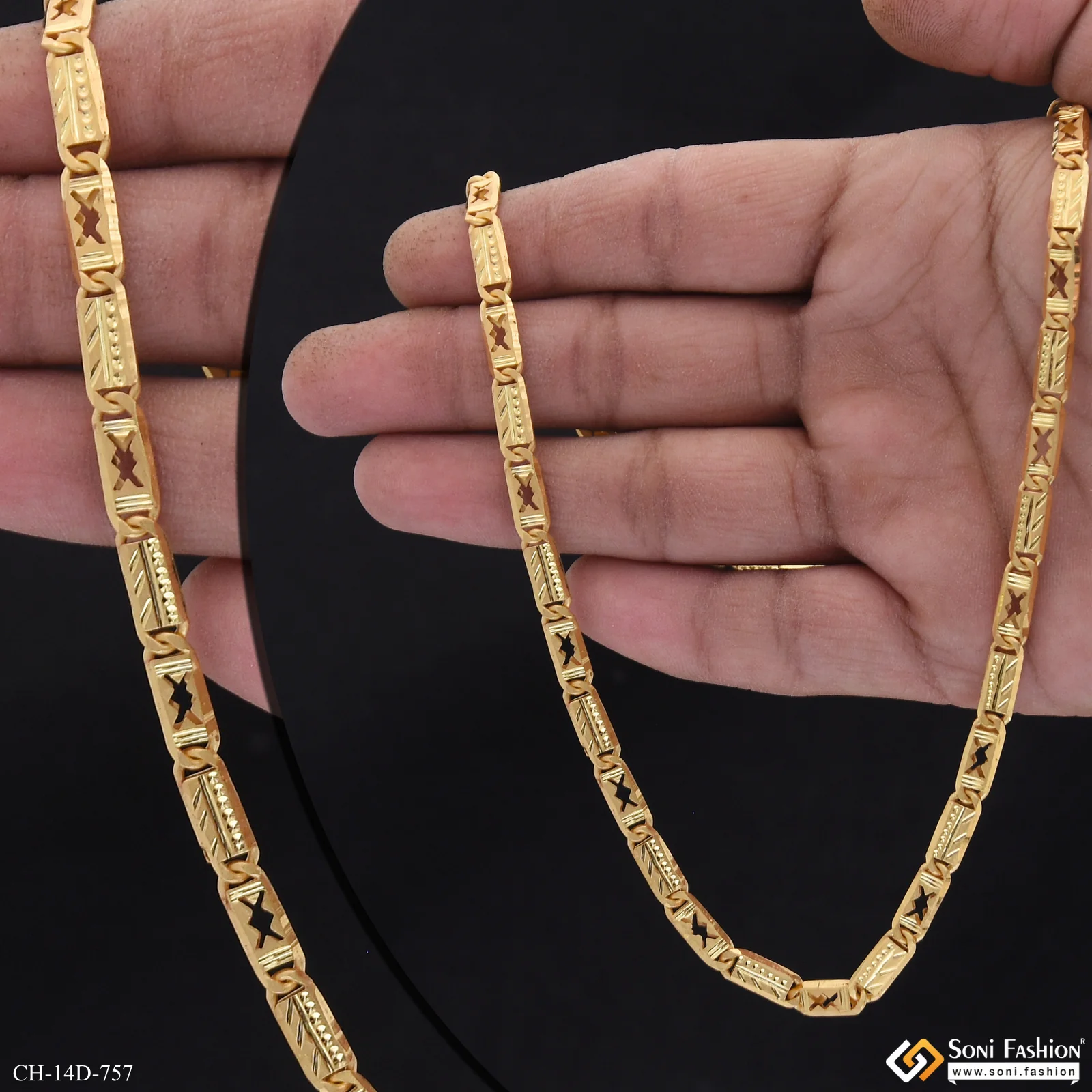 Amazing Design Gold Plated Nawabi Chain for Men - Style D757 - Image 2