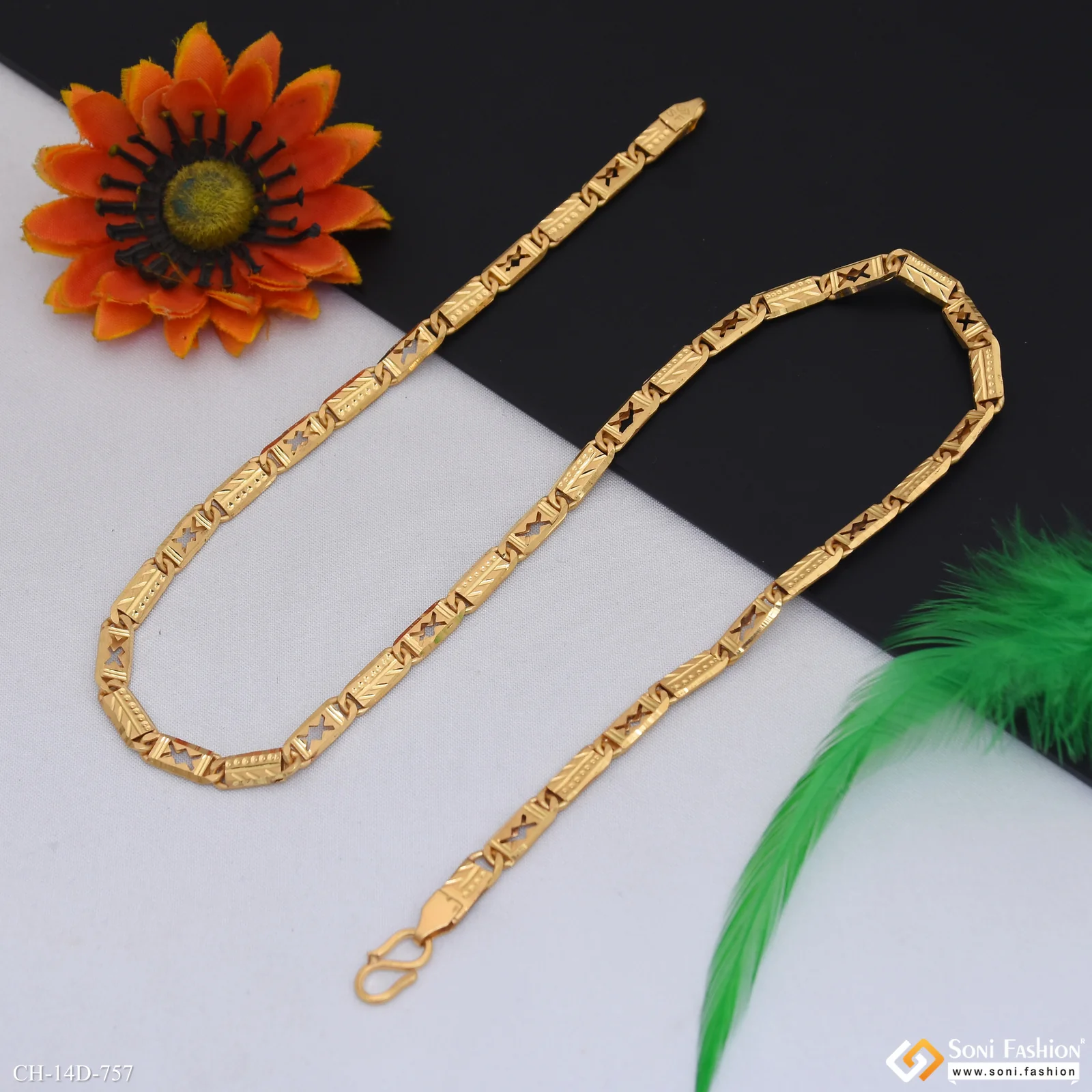 Amazing Design Gold Plated Nawabi Chain for Men - Style D757 - Image 3