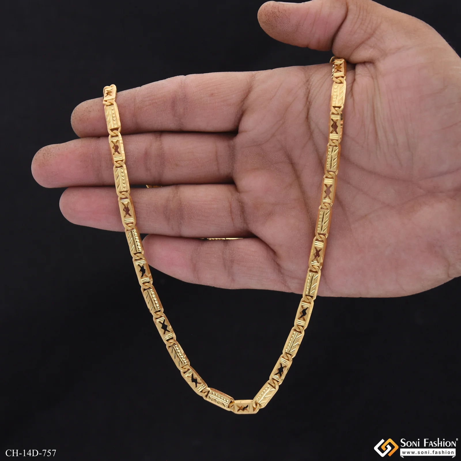 Amazing Design Gold Plated Nawabi Chain for Men - Style D757 - Image 6