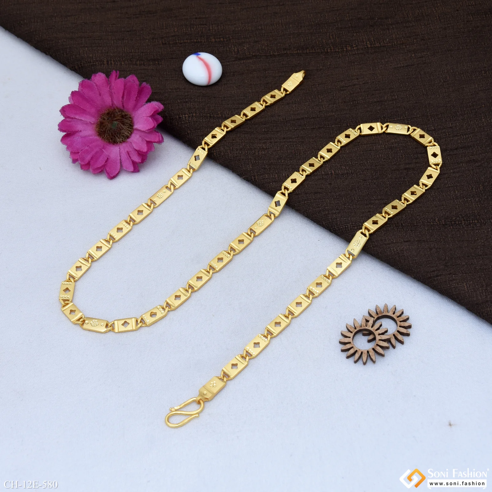 Amazing Design Gold Plated Nawabi Chain for Men - Style E580 - Image 5