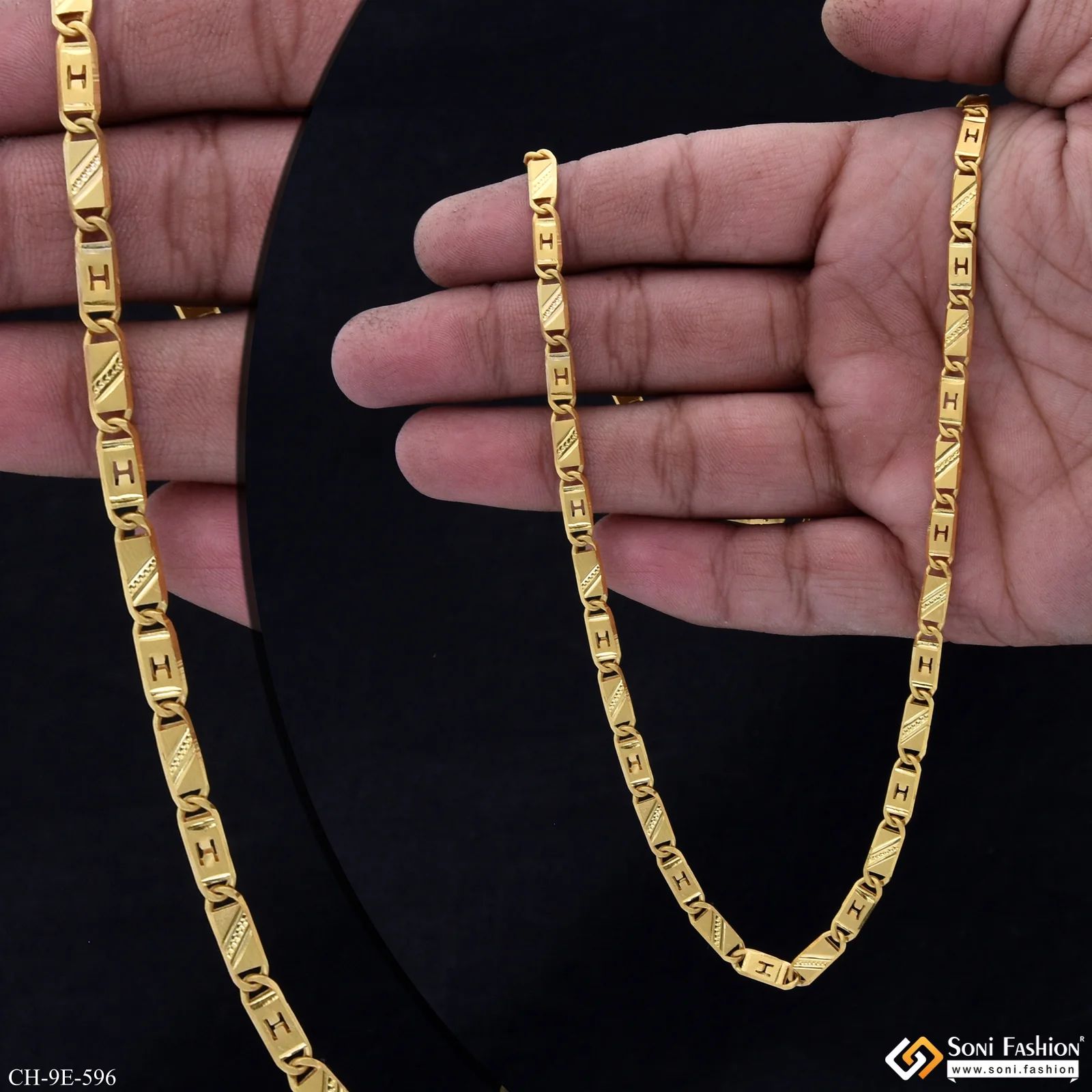 Amazing Design Gold Plated Nawabi Chain for Men - Style E596 - Image 2