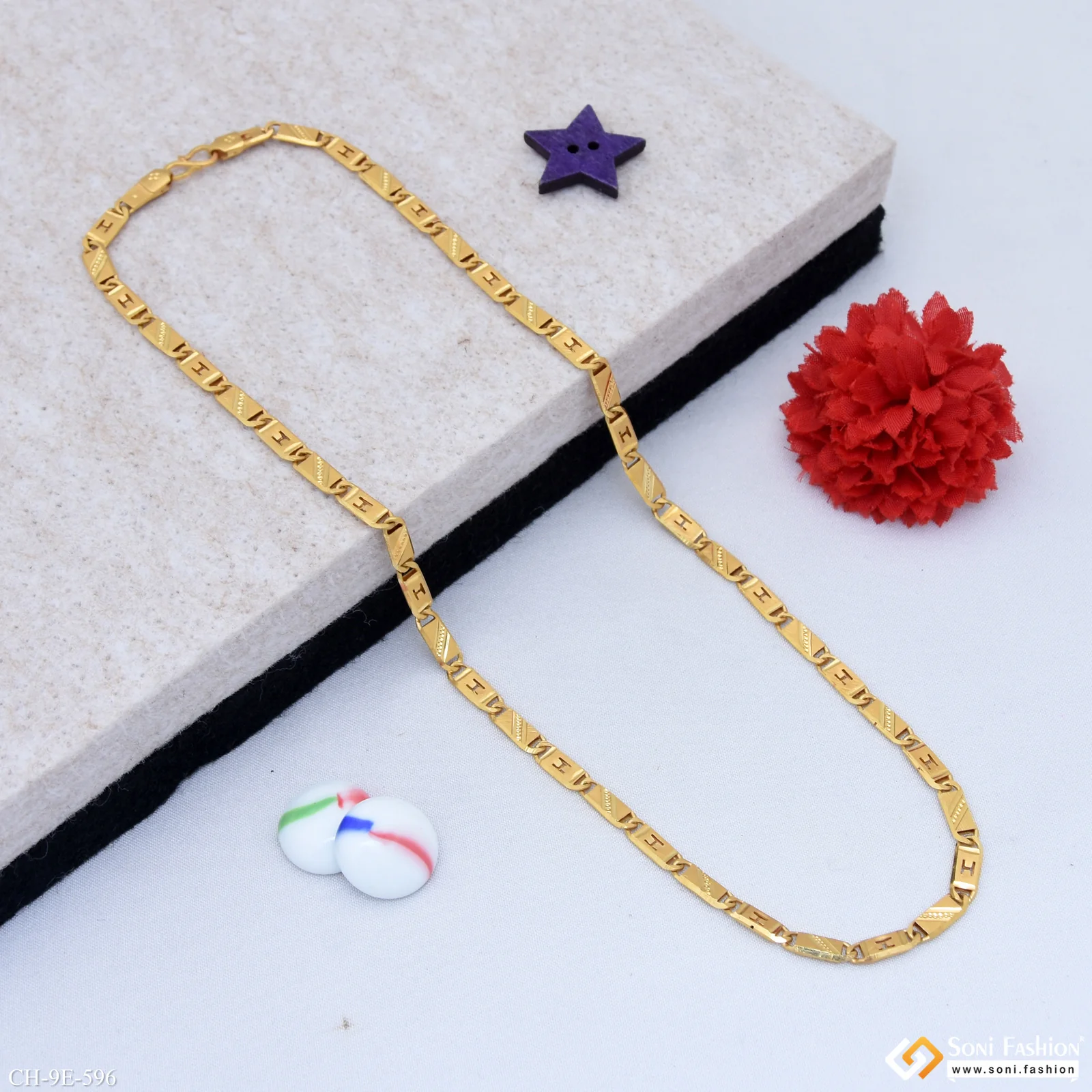 Amazing Design Gold Plated Nawabi Chain for Men - Style E596 - Image 5