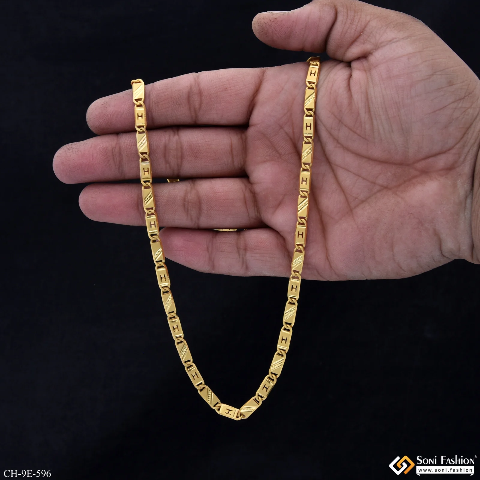Amazing Design Gold Plated Nawabi Chain for Men - Style E596 - Image 6