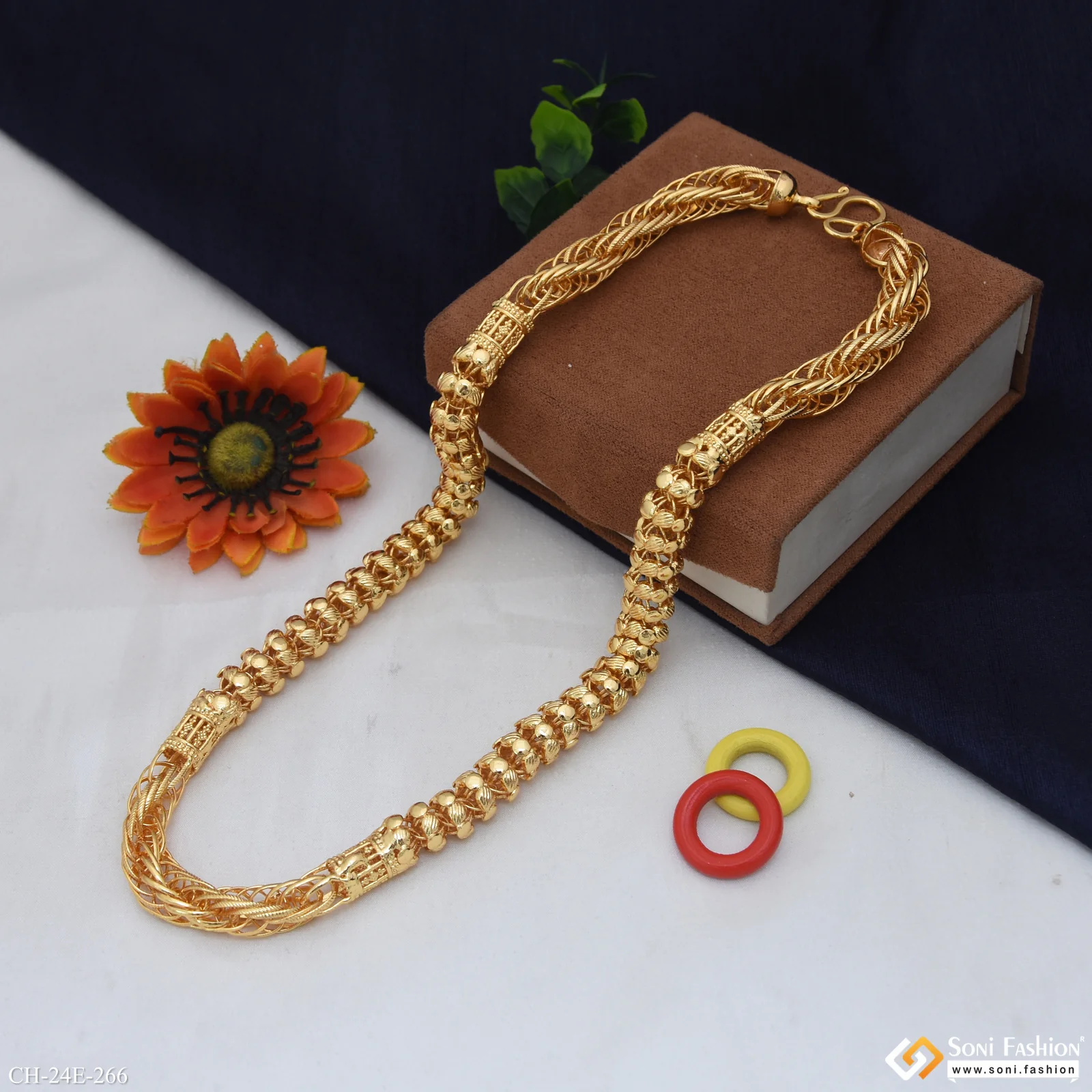 Amazing Design Gold Plated Rajwadi Chain for Men - Style E266 - Image 4