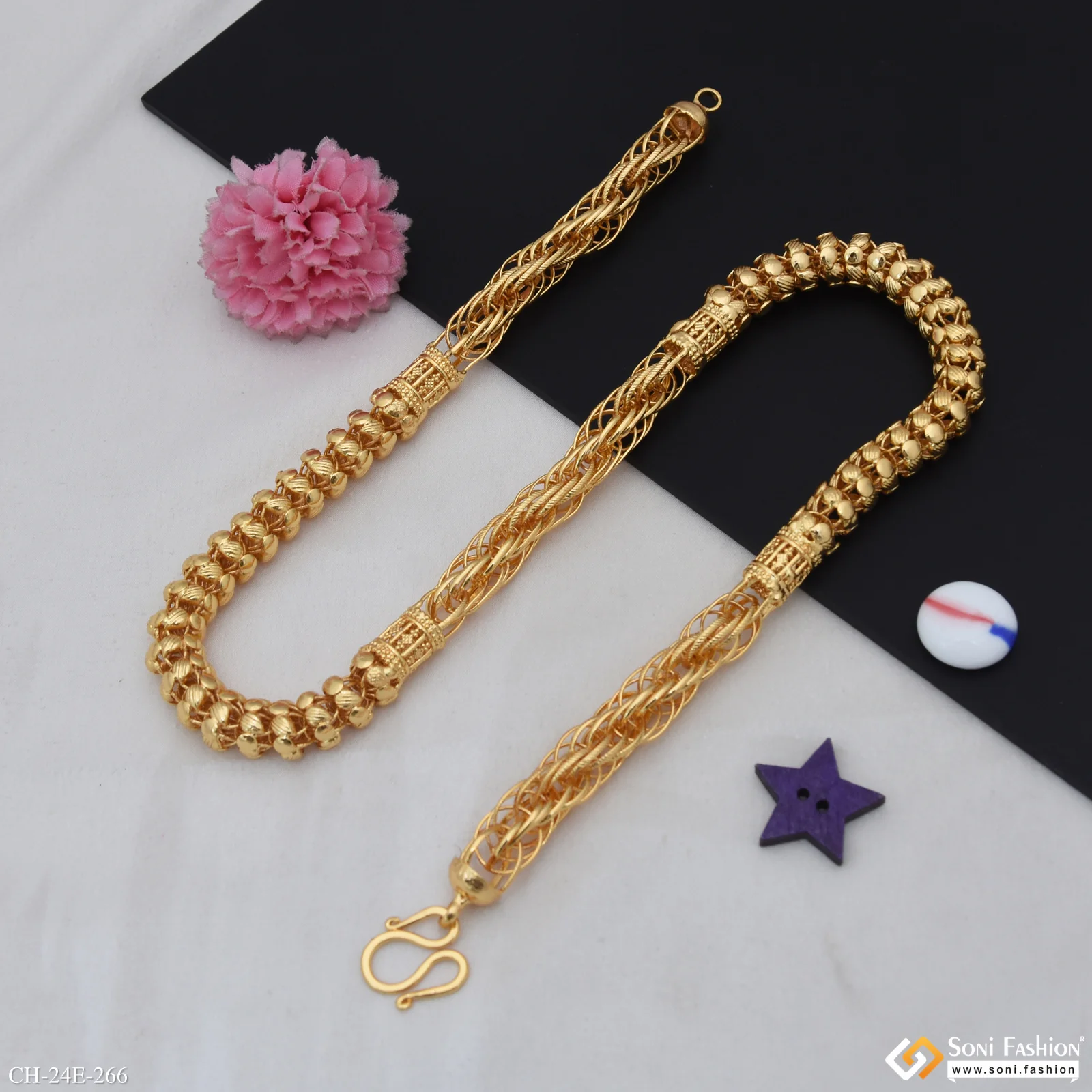 Amazing Design Gold Plated Rajwadi Chain for Men - Style E266 - Image 6