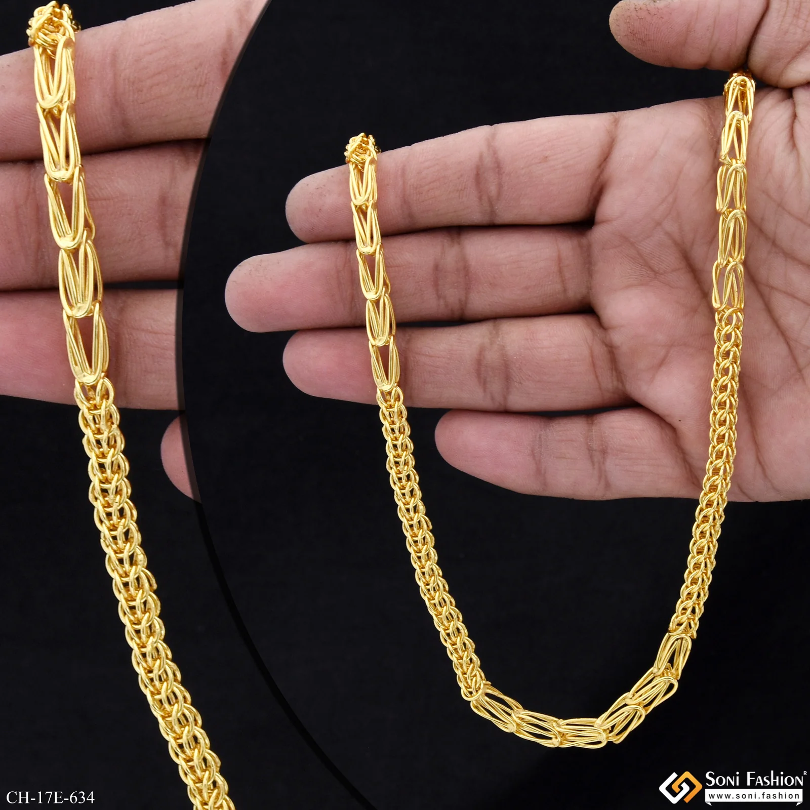 Amazing Design Gold Plated Rajwadi Chain for Men - Style E634 - Image 2