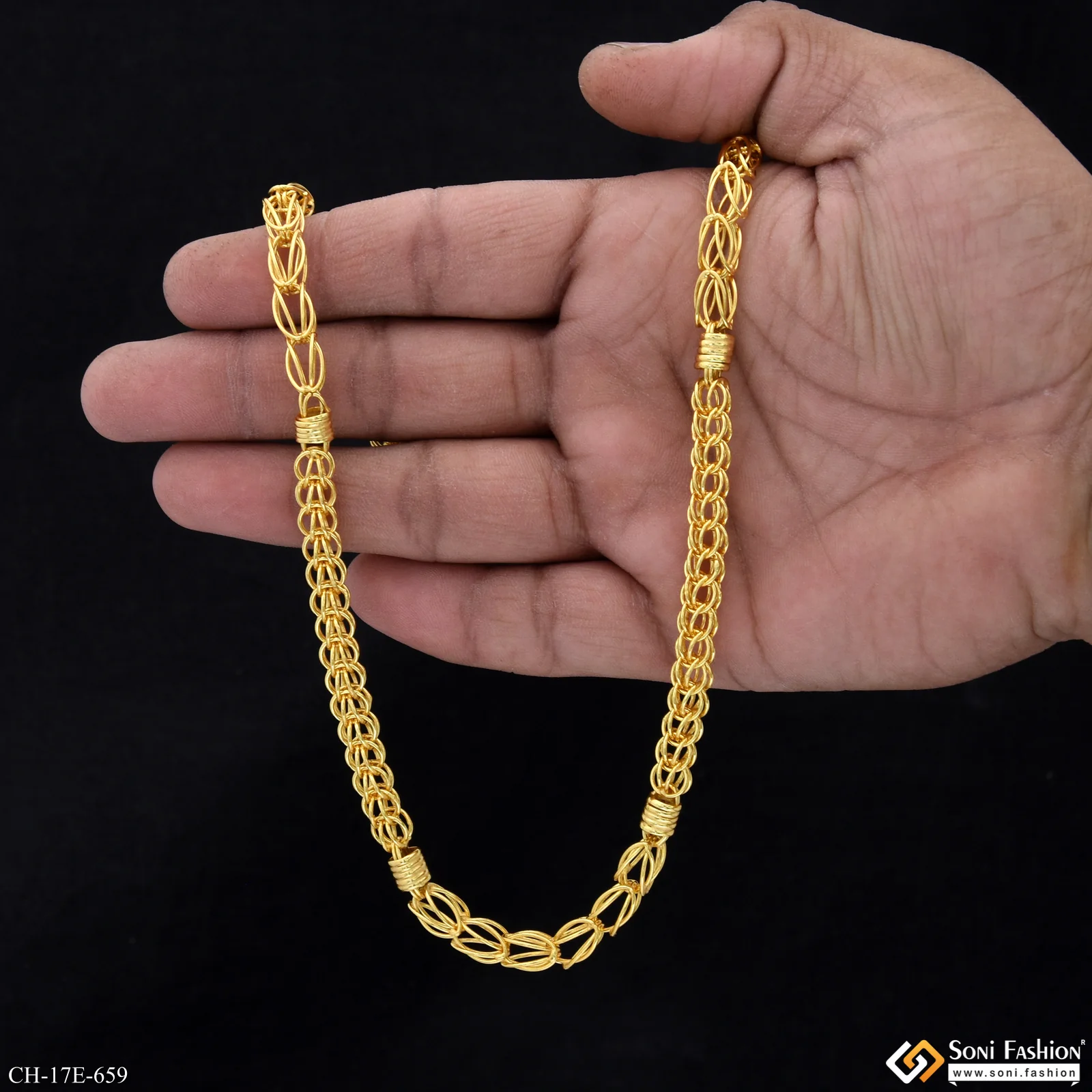 Amazing Design Gold Plated Rajwadi Chain for Men - Style E659 - Image 6