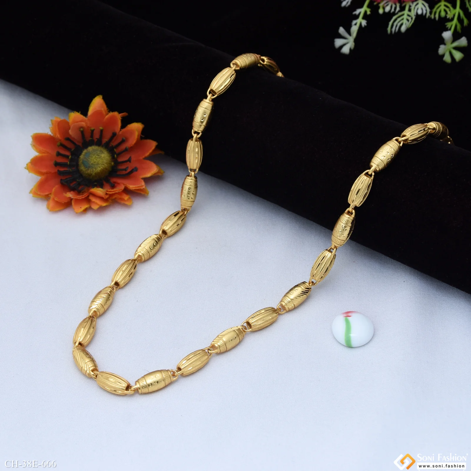 Amazing Design Gold Plated Rajwadi Chain for Men - Style E666 - Image 3