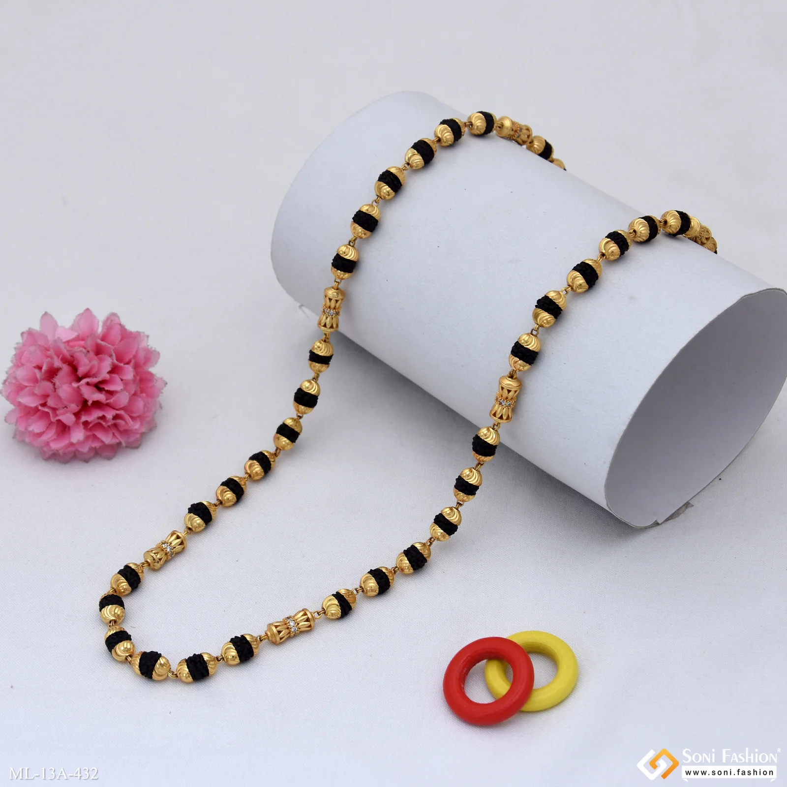 Amazing Design Gold Plated Rudraksha Mala for Men - Style A432 - Image 4
