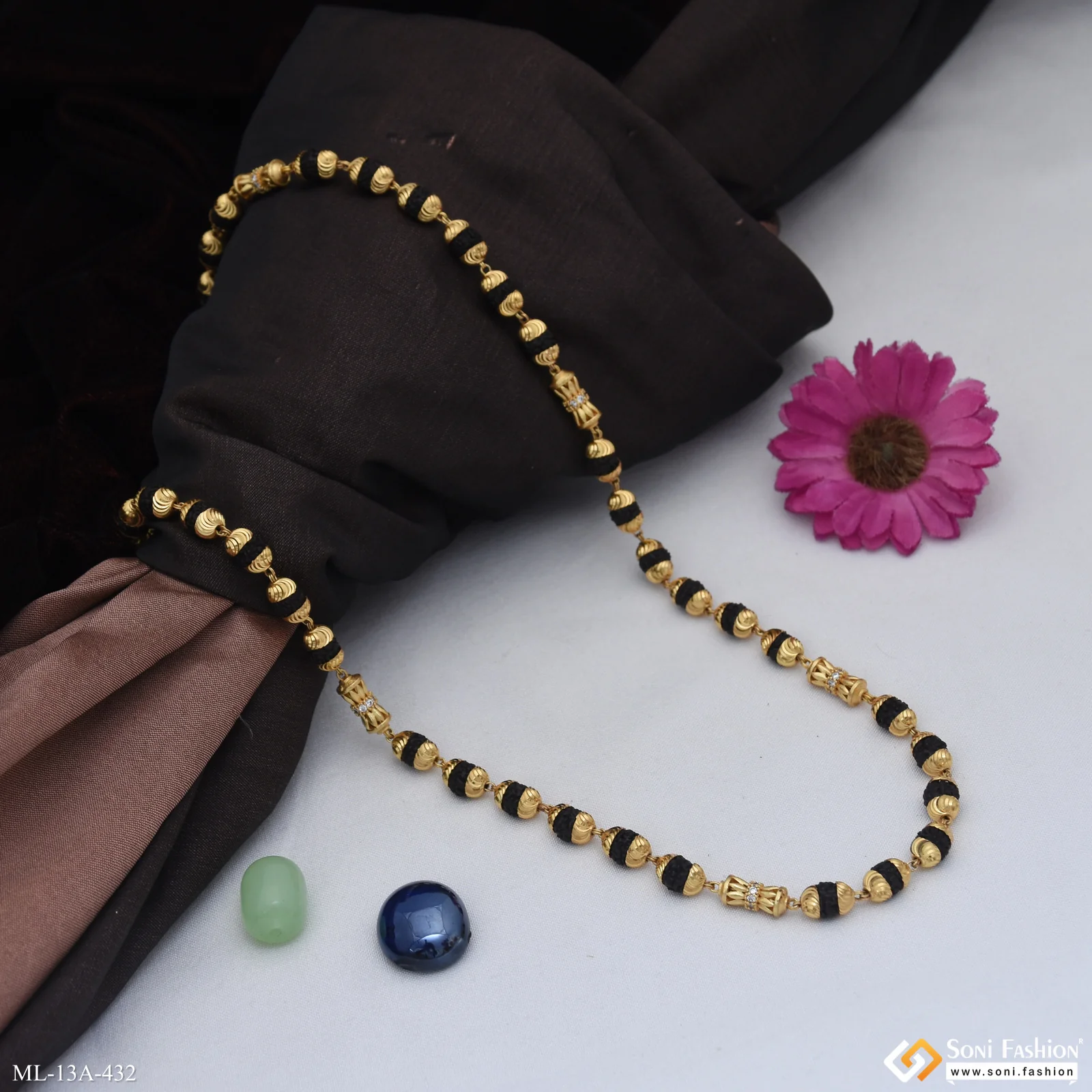 Amazing Design Gold Plated Rudraksha Mala for Men - Style A432 - Image 5
