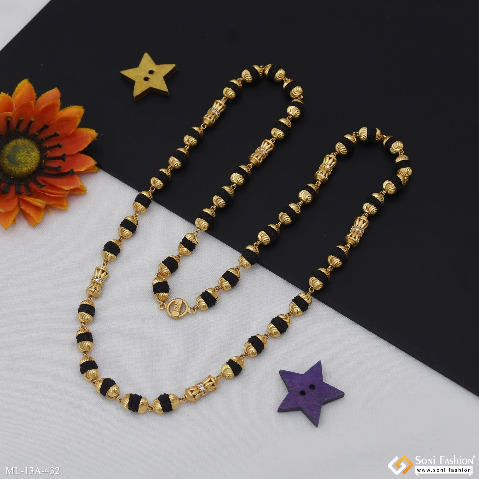Amazing Design Gold Plated Rudraksha Mala for Men - Style A432 - Image 6