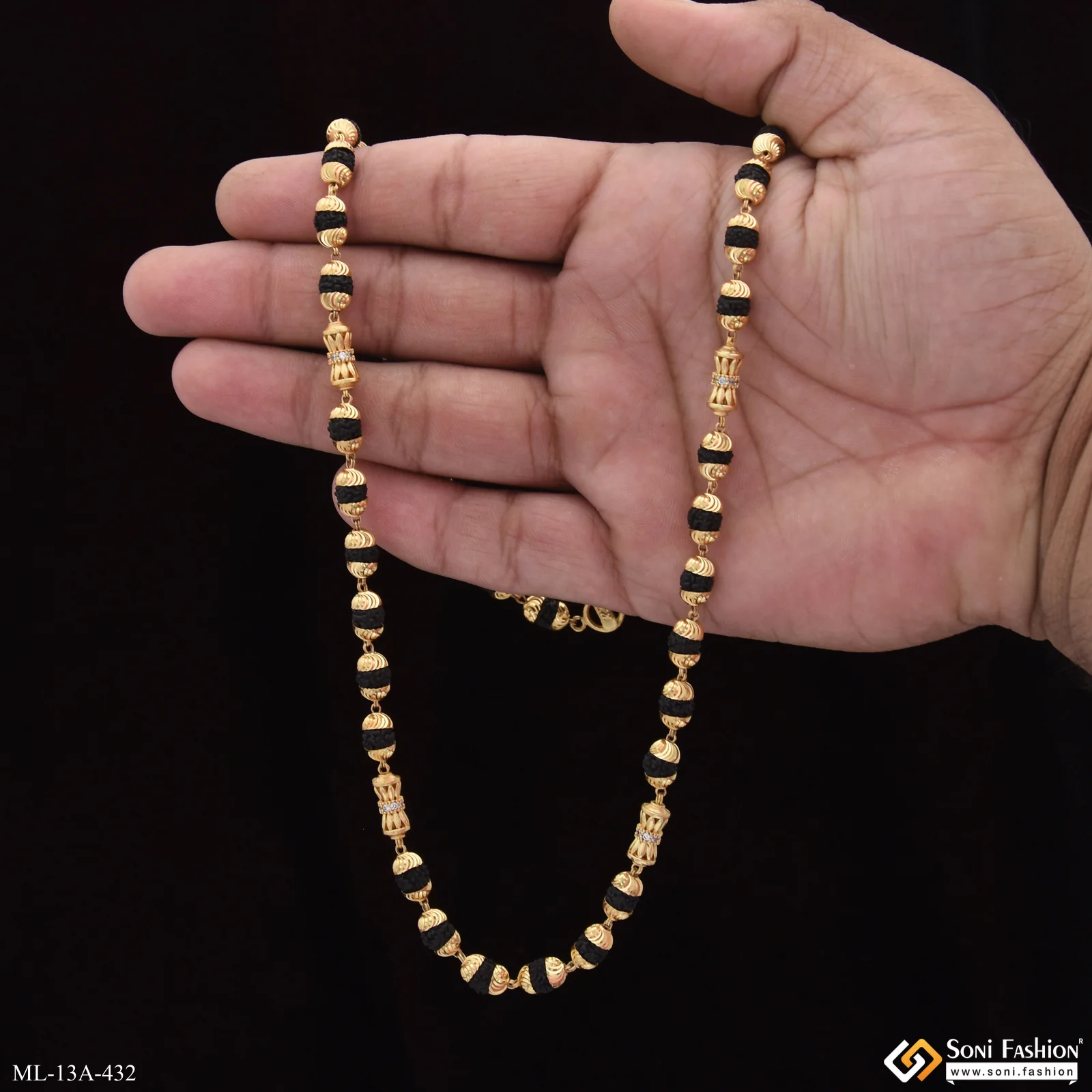 Amazing Design Gold Plated Rudraksha Mala for Men - Style A432 - Image 7