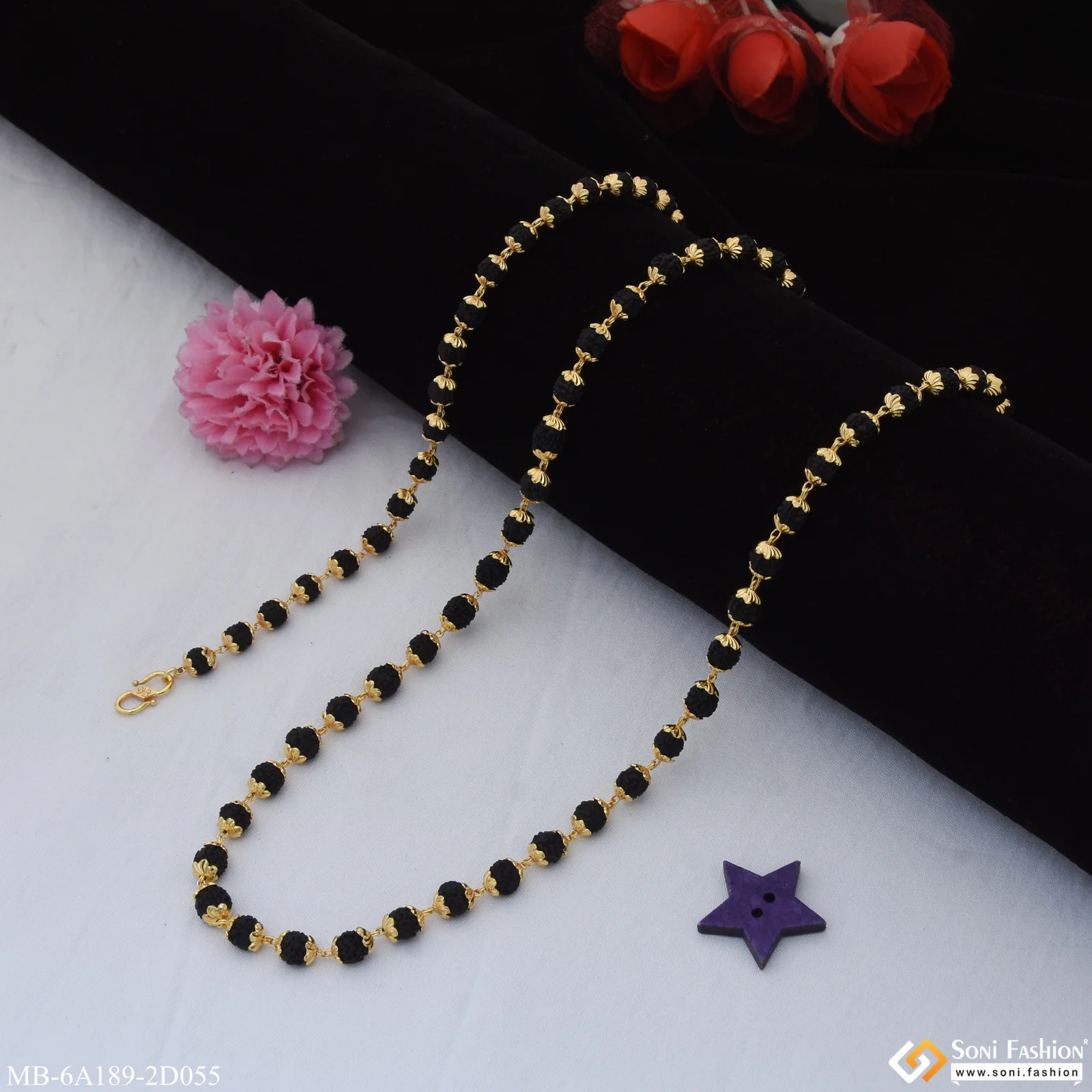 Amazing Design Gold Plated Rudraksha Mala with Bracelet for Men (MB-A189-D055) - Image 4