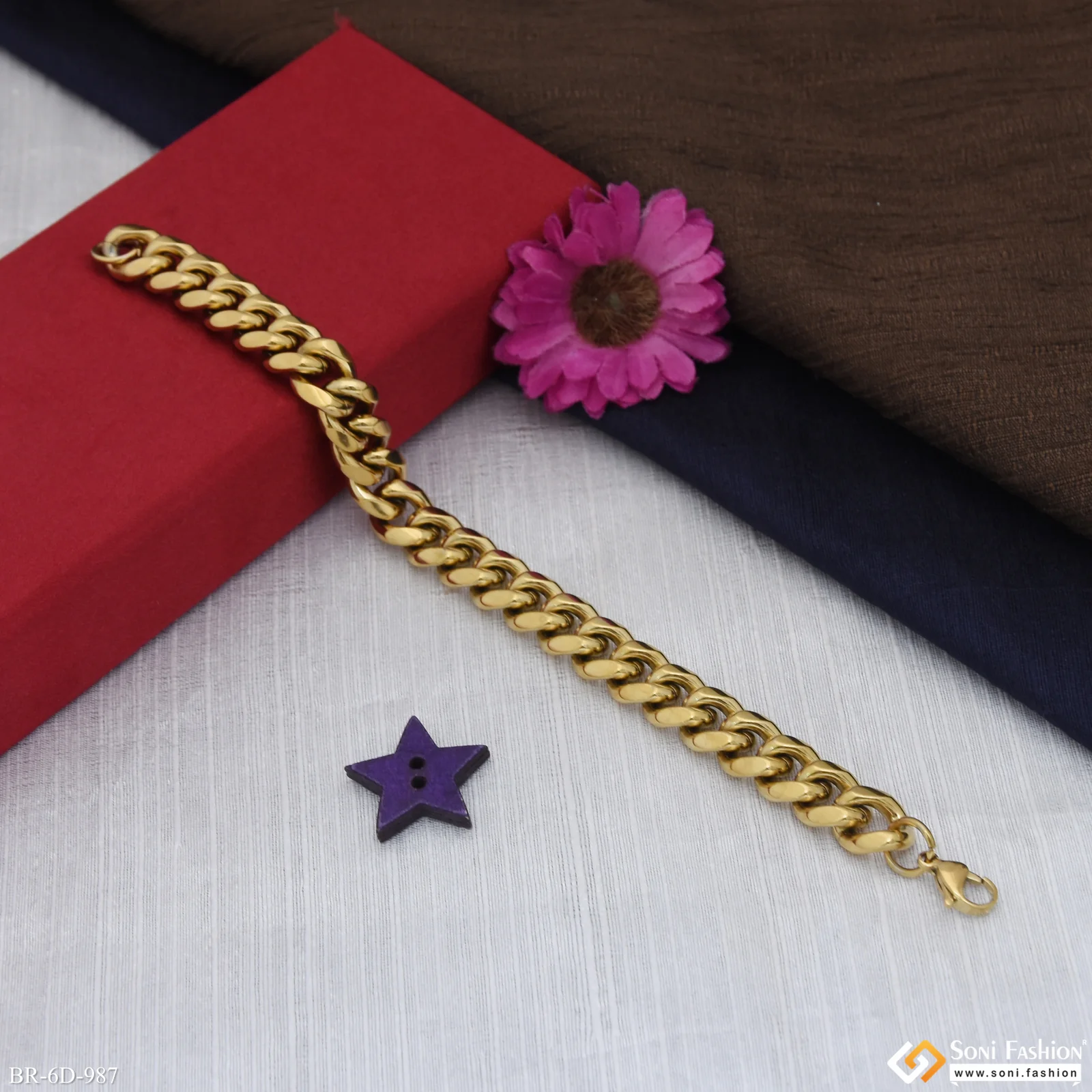 Amazing Design Golden Color Cuban Link Bracelet for Men - Style D987 - Image 5